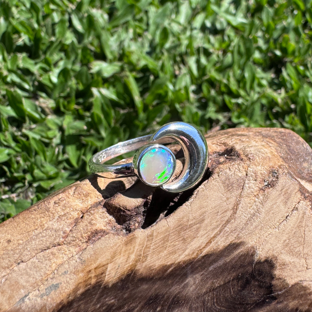 0.7ct Lightning Ridge Adjustable Opal Ring ~ 'Shark Bay Moonlight' | 925 Sterling Silver | Solid Australian Opal