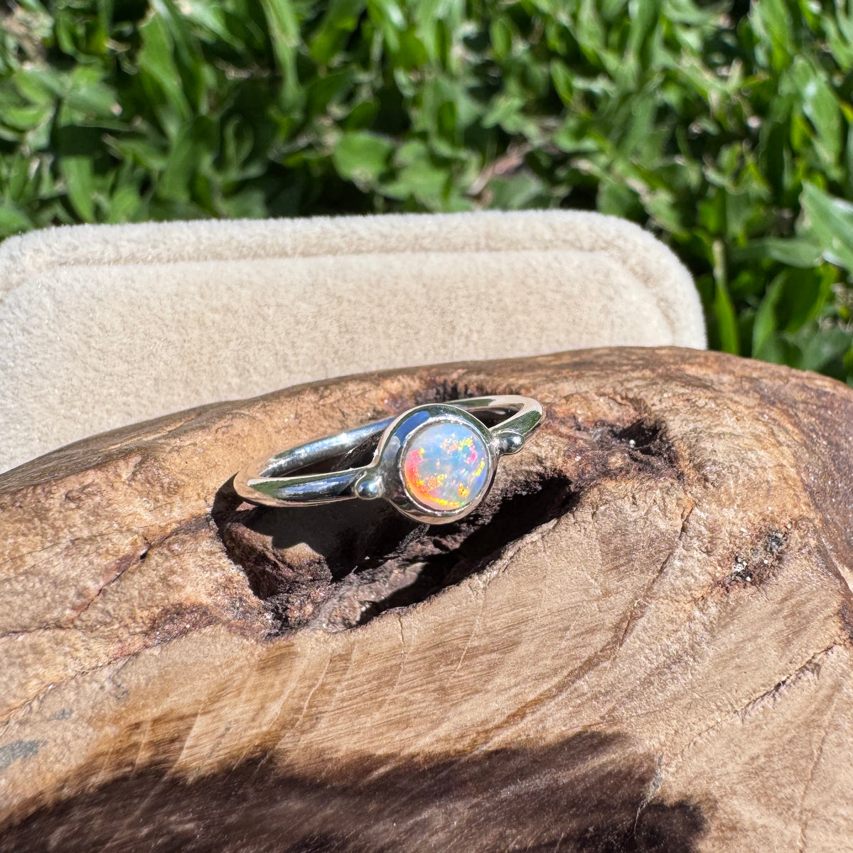 0.2ct Coober Pedy Opal Ring ~ 'Kalbarri Sunset' | 925 Sterling Silver | Solid Australian Opal
