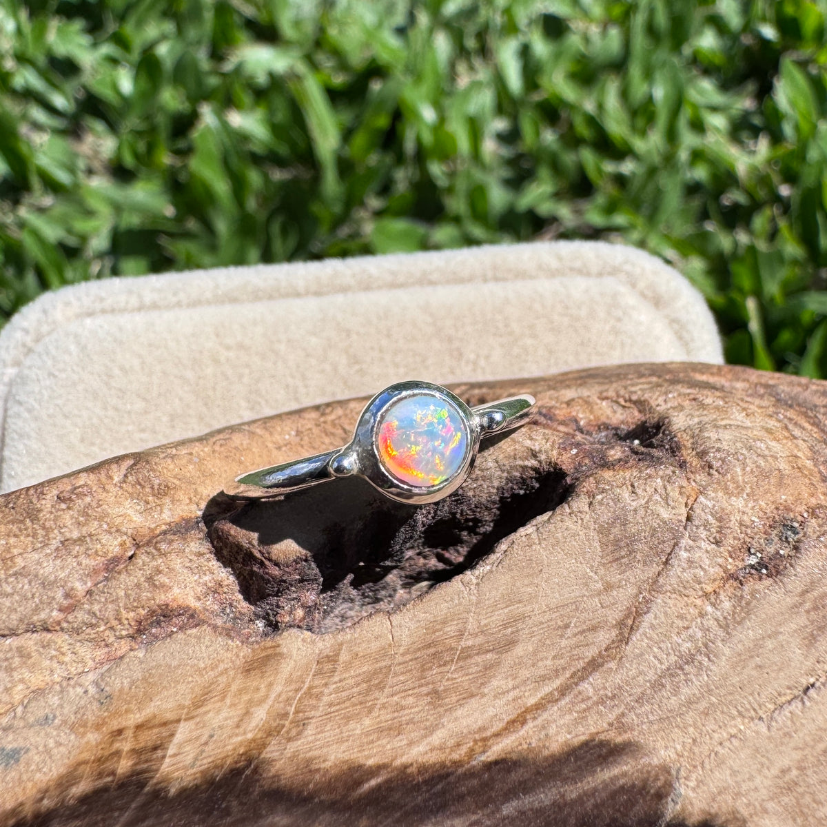 0.2ct Coober Pedy Opal Ring ~ 'Kalbarri Sunset' | 925 Sterling Silver | Solid Australian Opal