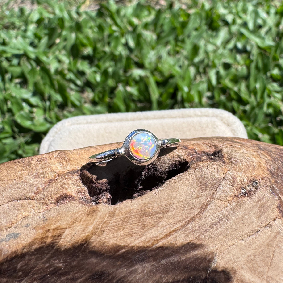 0.2ct Coober Pedy Opal Ring ~ 'Kalbarri Sunset' | 925 Sterling Silver | Solid Australian Opal