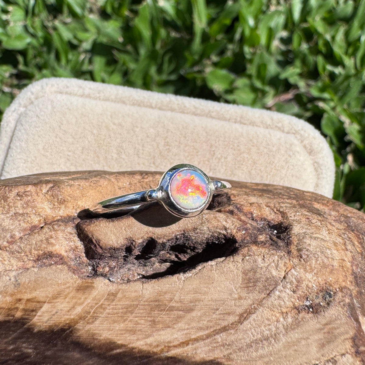 0.2ct Coober Pedy Opal Ring ~ 'Kalbarri Sunset' | 925 Sterling Silver | Solid Australian Opal