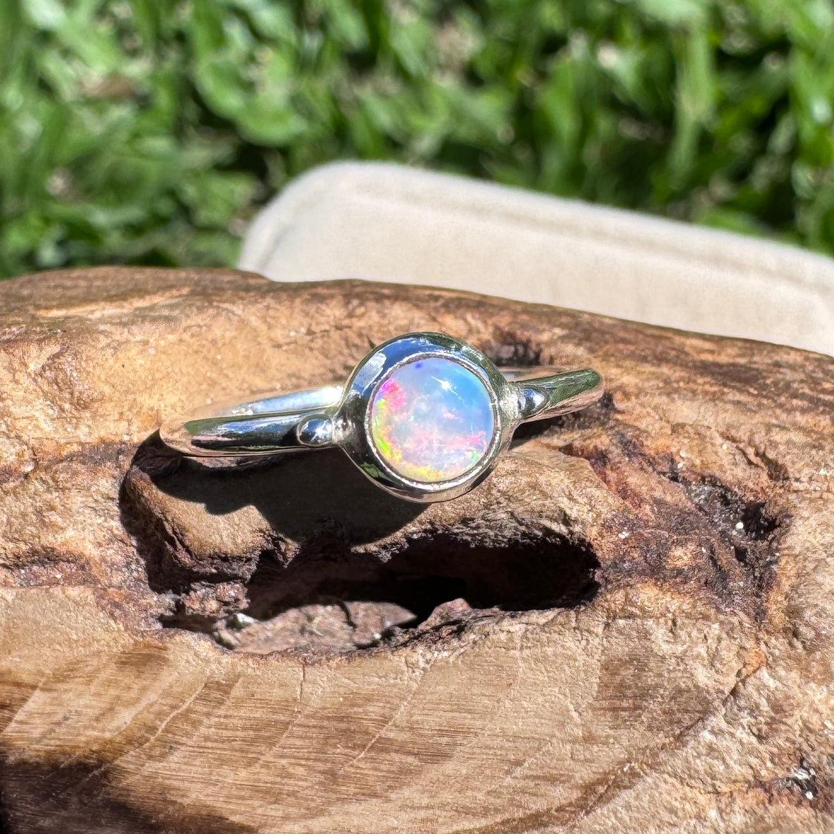 0.2ct Coober Pedy Opal Ring ~ 'Kalbarri Sunset' | 925 Sterling Silver | Solid Australian Opal