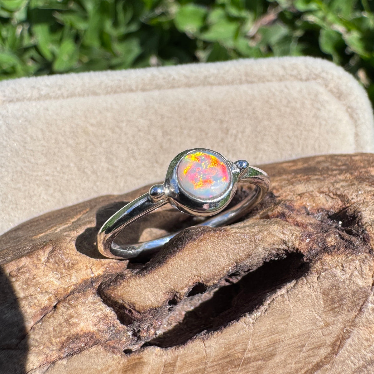0.2ct Coober Pedy Opal Ring ~ 'Kalbarri Sunset' | 925 Sterling Silver | Solid Australian Opal