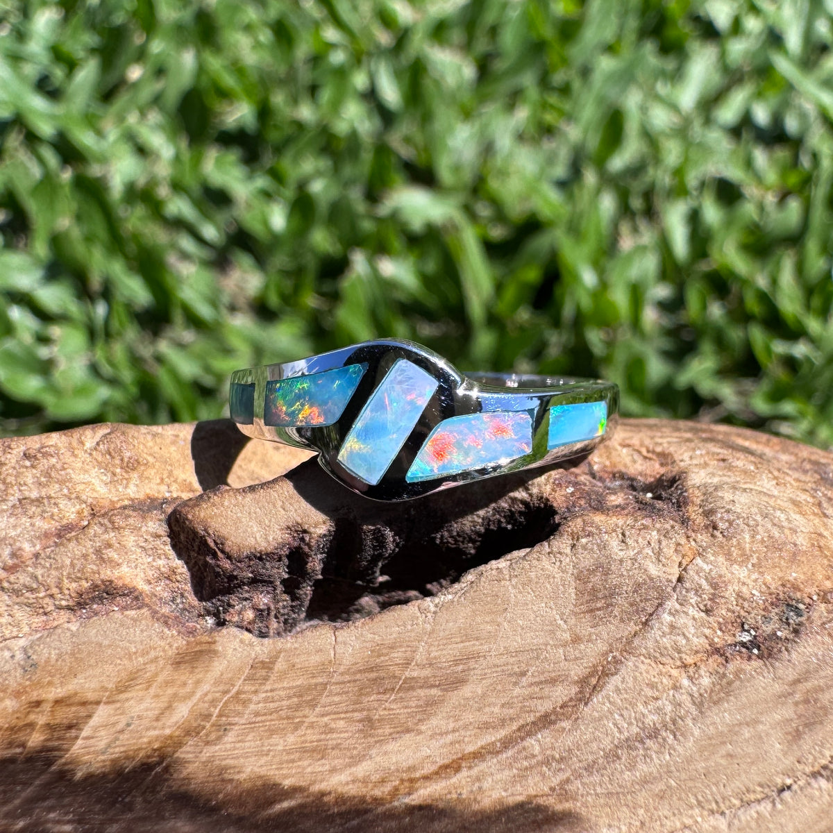0.3ct Lightning Ridge Inlay Opal Ring ~ 'Coorong Mosaic' | 925 Sterling Silver | Solid Australian Opal