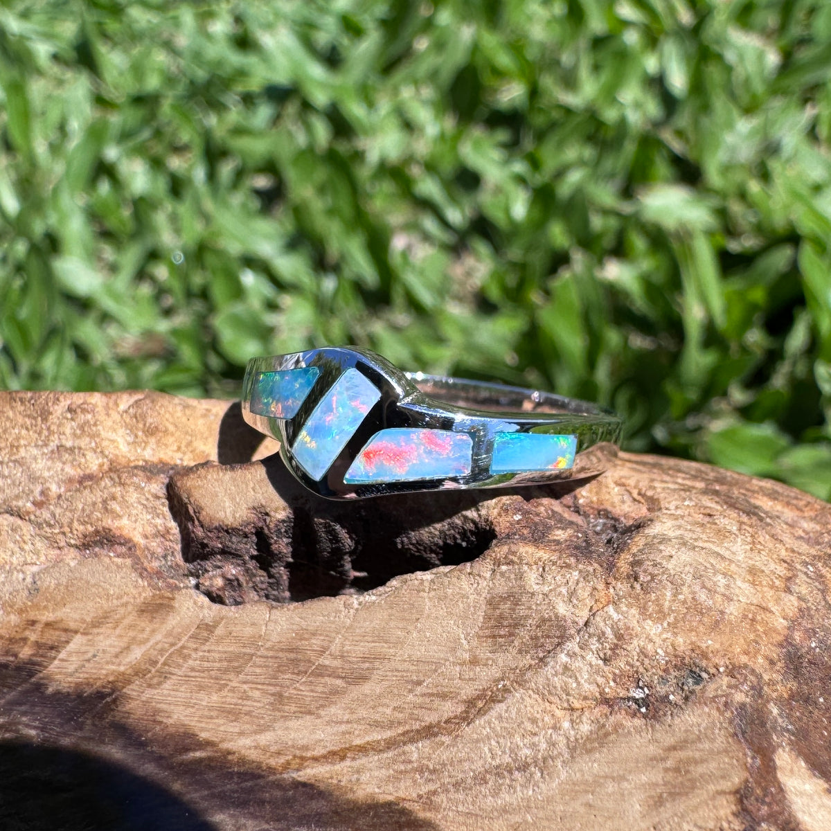 0.3ct Lightning Ridge Inlay Opal Ring ~ 'Coorong Mosaic' | 925 Sterling Silver | Solid Australian Opal