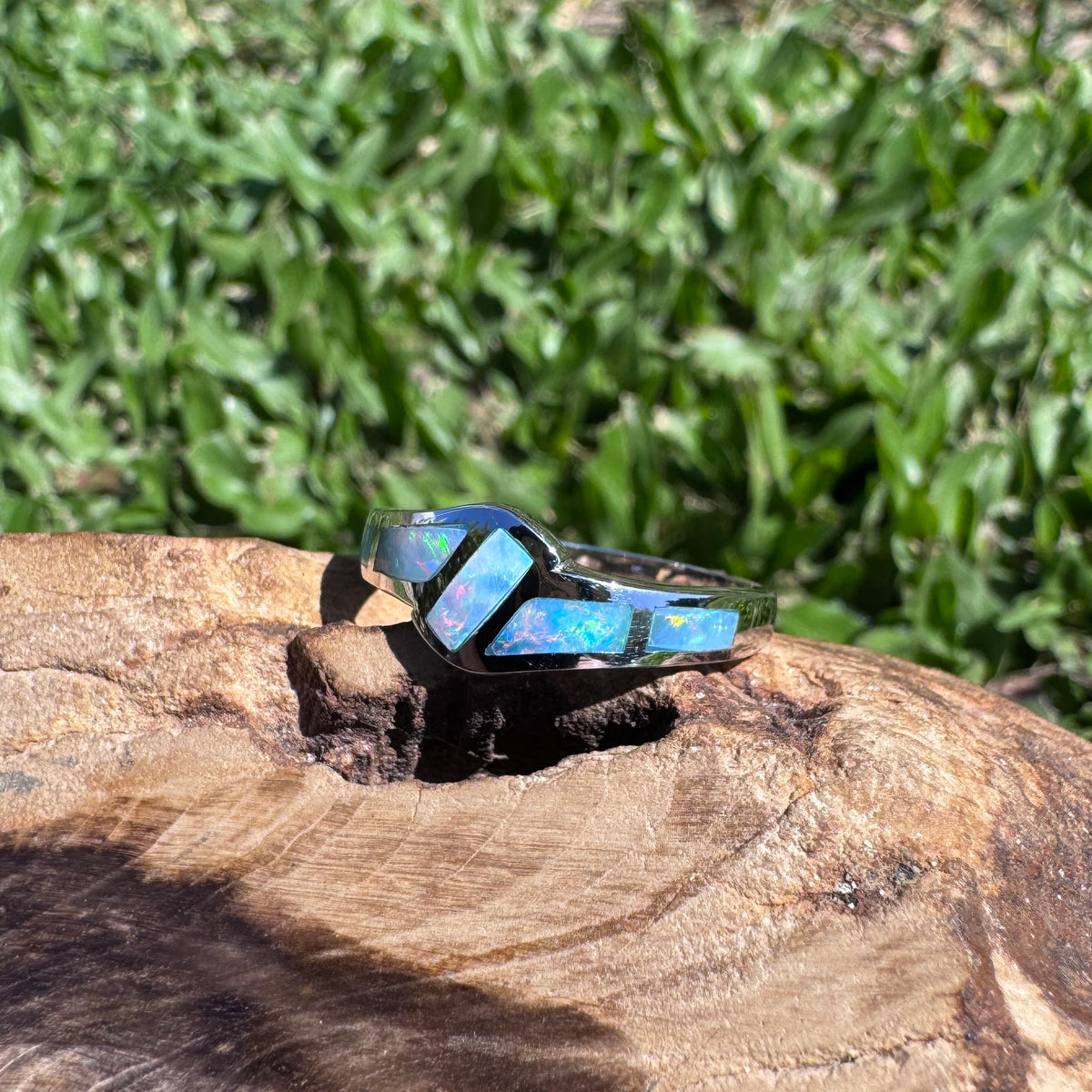 0.3ct Lightning Ridge Inlay Opal Ring ~ 'Coorong Mosaic' | 925 Sterling Silver | Solid Australian Opal