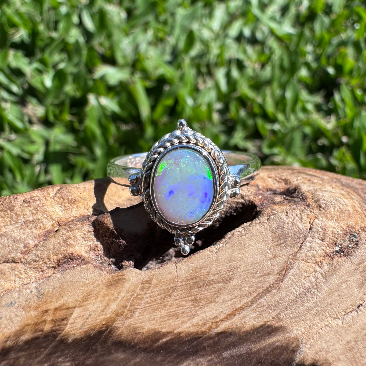 1.5ct Lightning Ridge Opal Ring ~ 'Grampians Prism' | 925 Sterling Silver | Solid Australian Opal