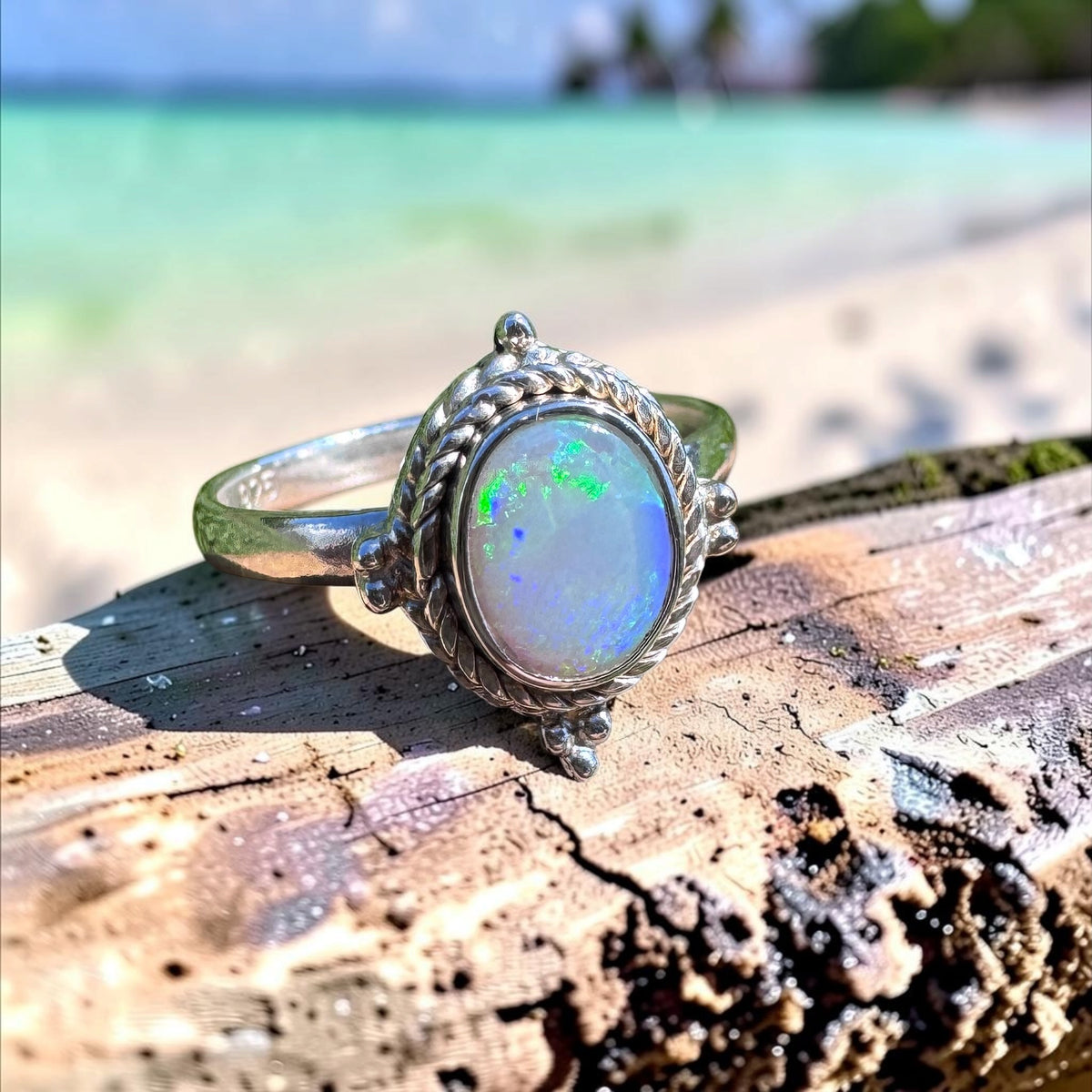 1.5ct Lightning Ridge Opal Ring ~ 'Grampians Prism' | 925 Sterling Silver | Solid Australian Opal