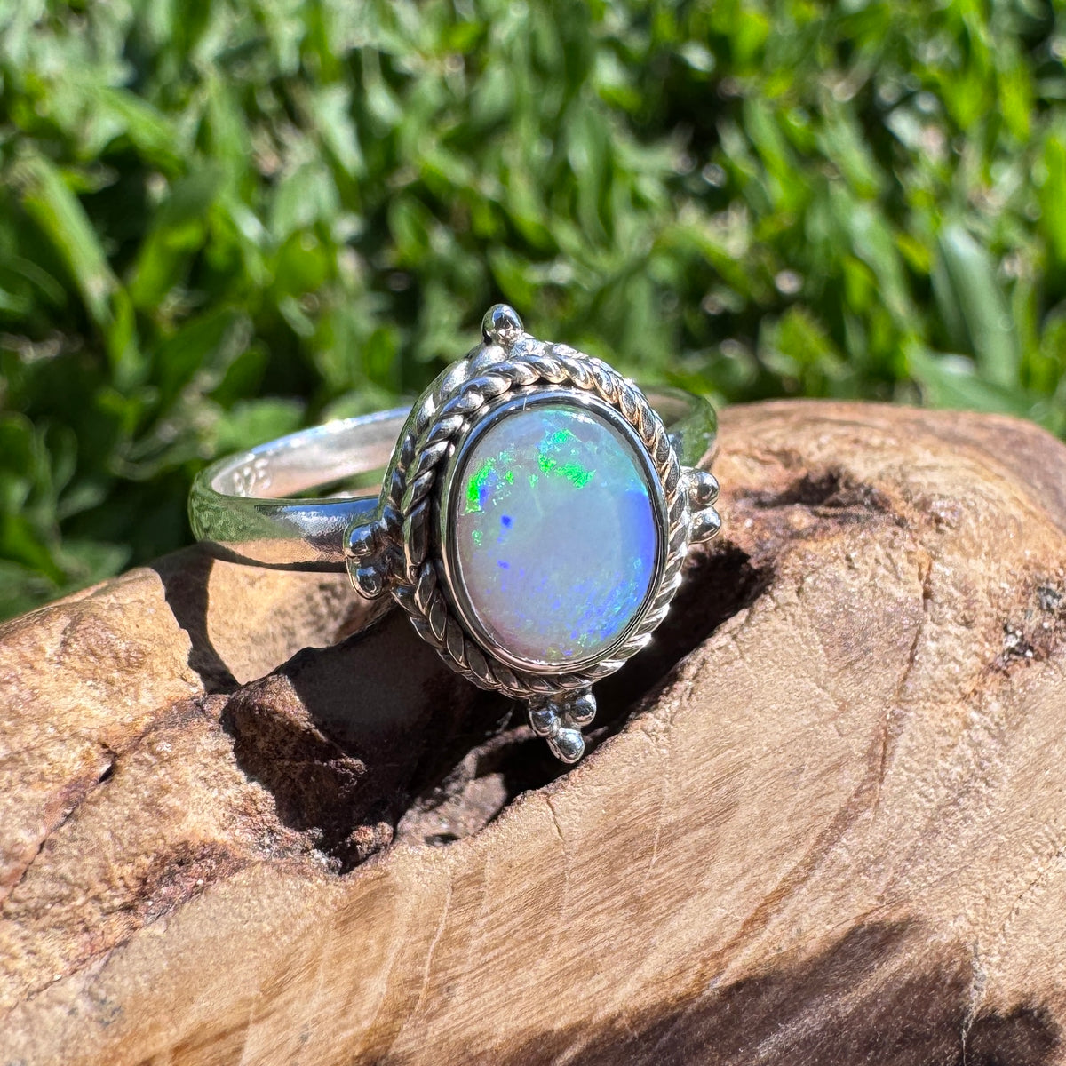 1.5ct Lightning Ridge Opal Ring ~ 'Grampians Prism' | 925 Sterling Silver | Solid Australian Opal