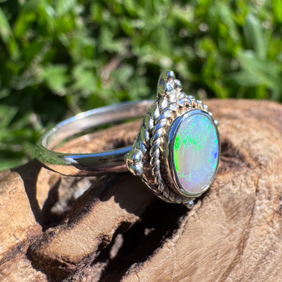 1.5ct Lightning Ridge Opal Ring ~ 'Grampians Prism' | 925 Sterling Silver | Solid Australian Opal
