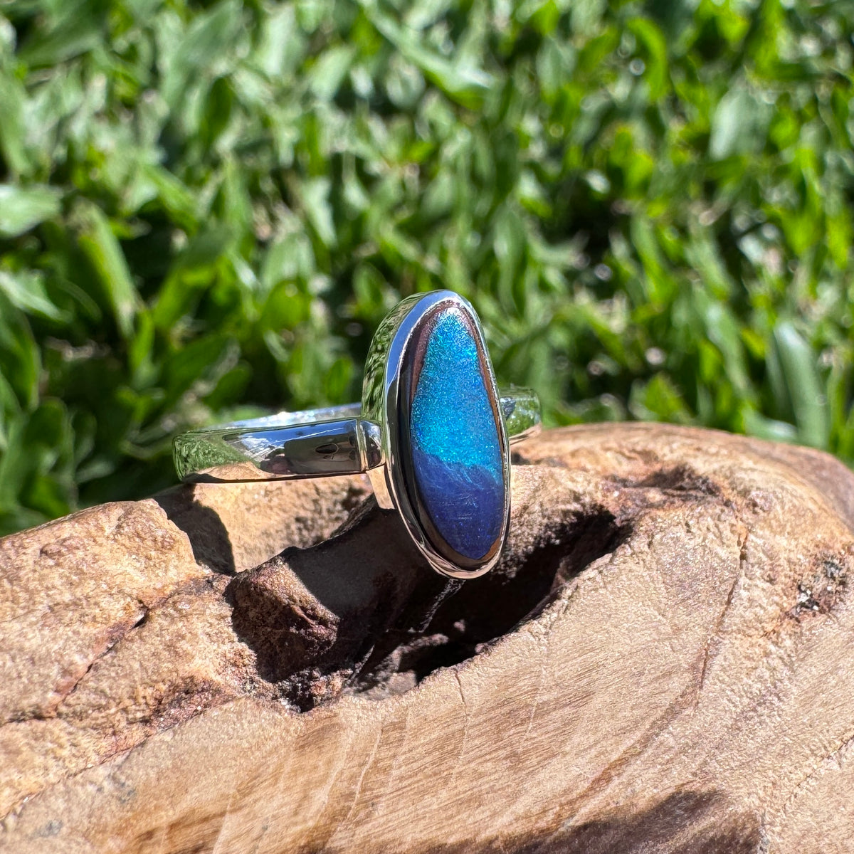 3ct Queensland Opal Ring ~ 'Murray River Greens' | 925 Sterling Silver | Solid Australian Opal