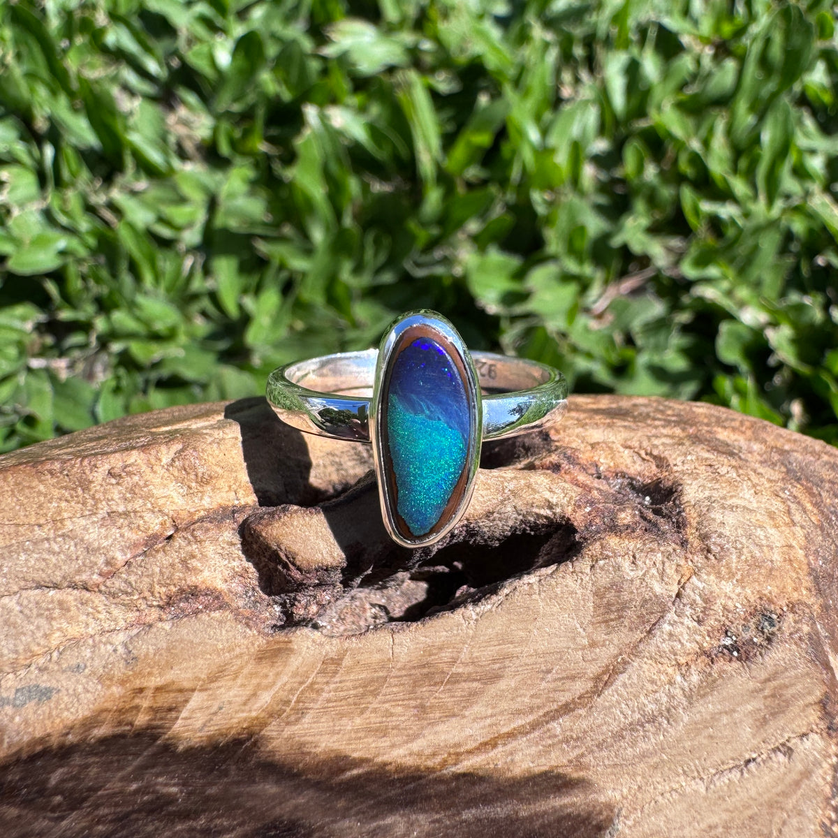 3ct Queensland Opal Ring ~ 'Murray River Greens' | 925 Sterling Silver | Solid Australian Opal