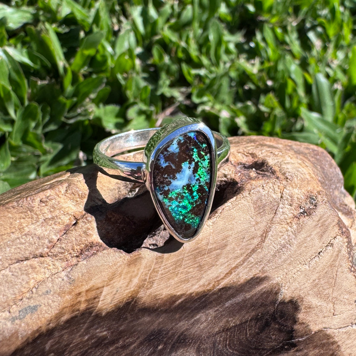 4.2ct Queensland Opal Ring ~ 'Lord Howe Greens' | 925 Sterling Silver | Solid Australian Opal