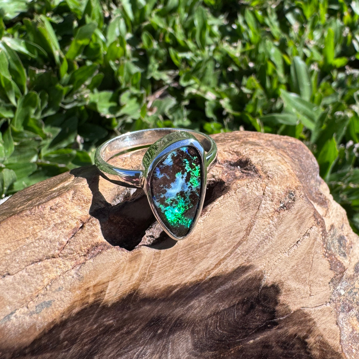 4.2ct Queensland Opal Ring ~ 'Lord Howe Greens' | 925 Sterling Silver | Solid Australian Opal