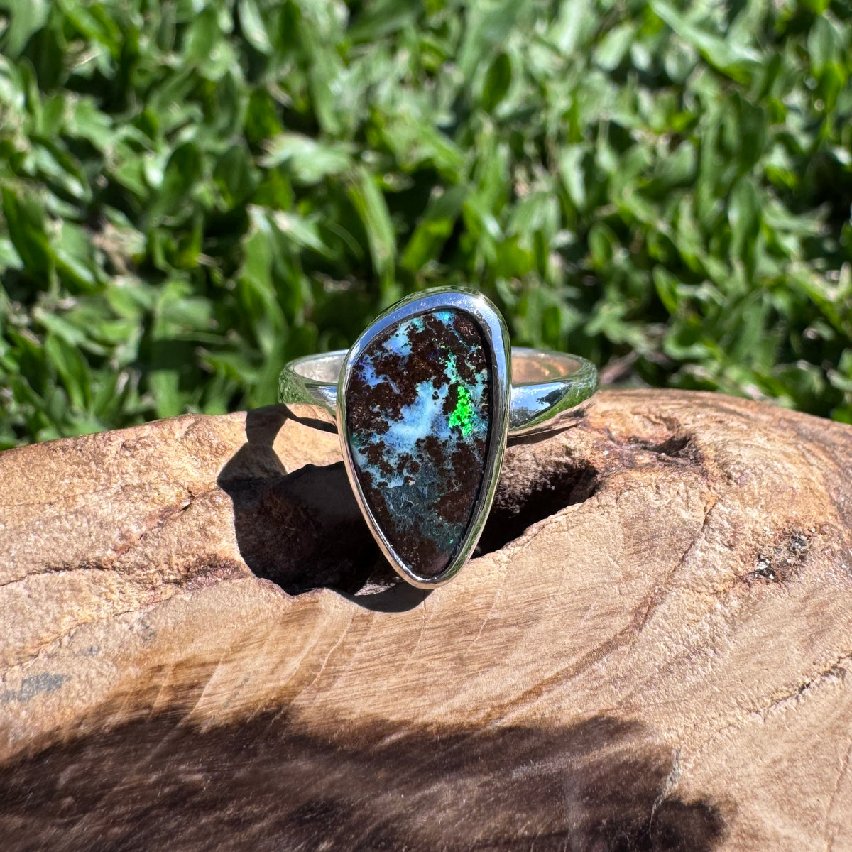 4.2ct Queensland Opal Ring ~ 'Lord Howe Greens' | 925 Sterling Silver | Solid Australian Opal