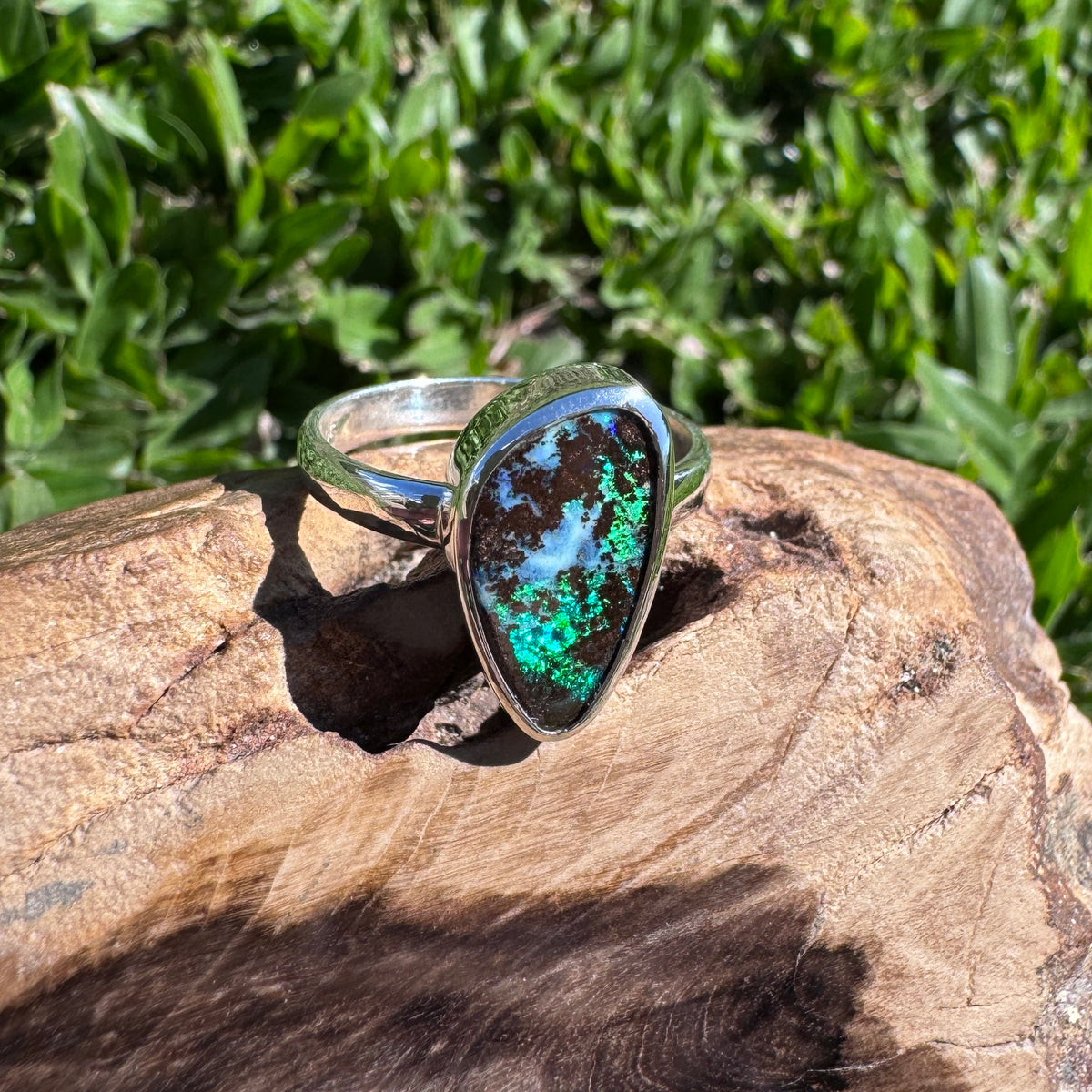 4.2ct Queensland Opal Ring ~ 'Lord Howe Greens' | 925 Sterling Silver | Solid Australian Opal