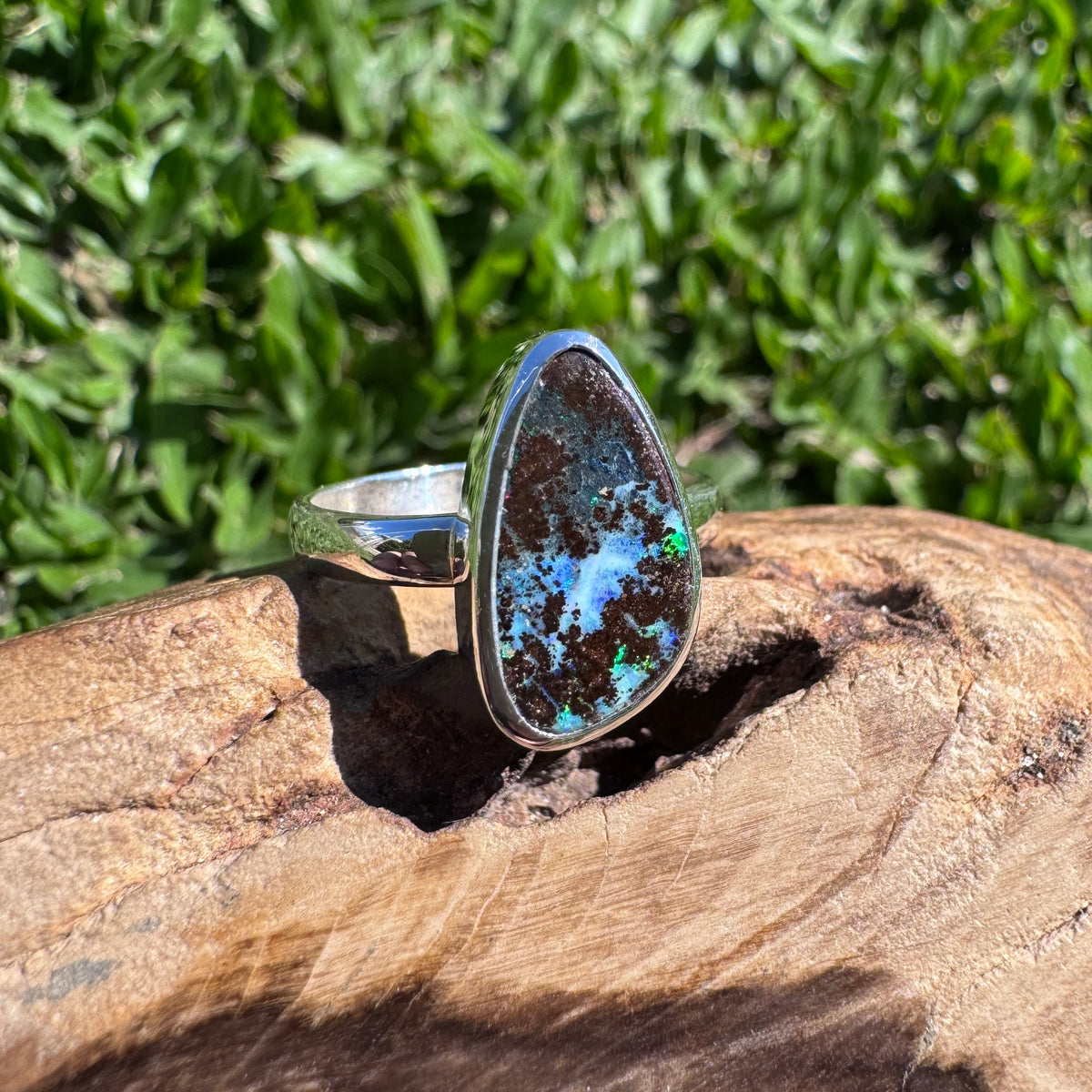 4.2ct Queensland Opal Ring ~ 'Lord Howe Greens' | 925 Sterling Silver | Solid Australian Opal