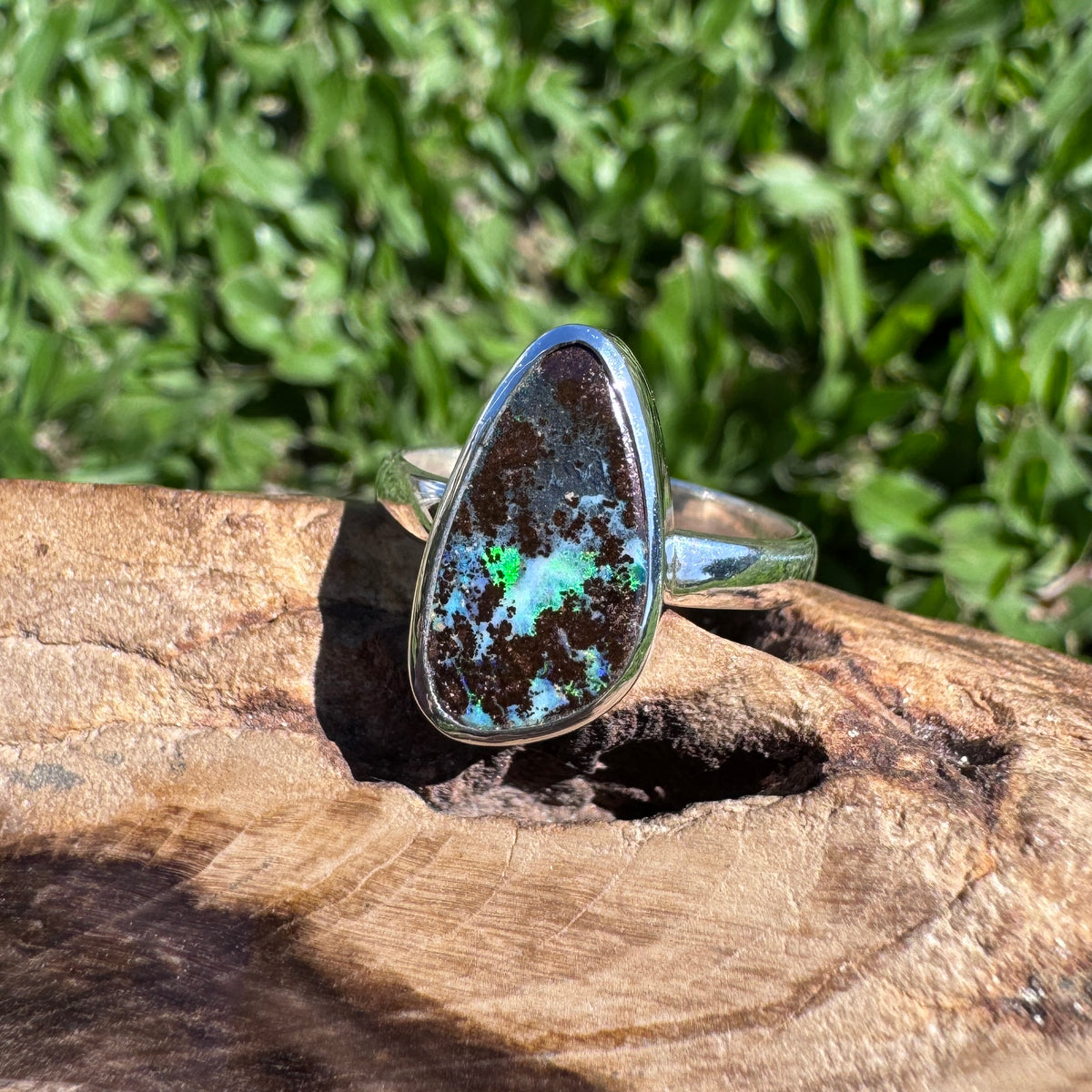 4.2ct Queensland Opal Ring ~ 'Lord Howe Greens' | 925 Sterling Silver | Solid Australian Opal