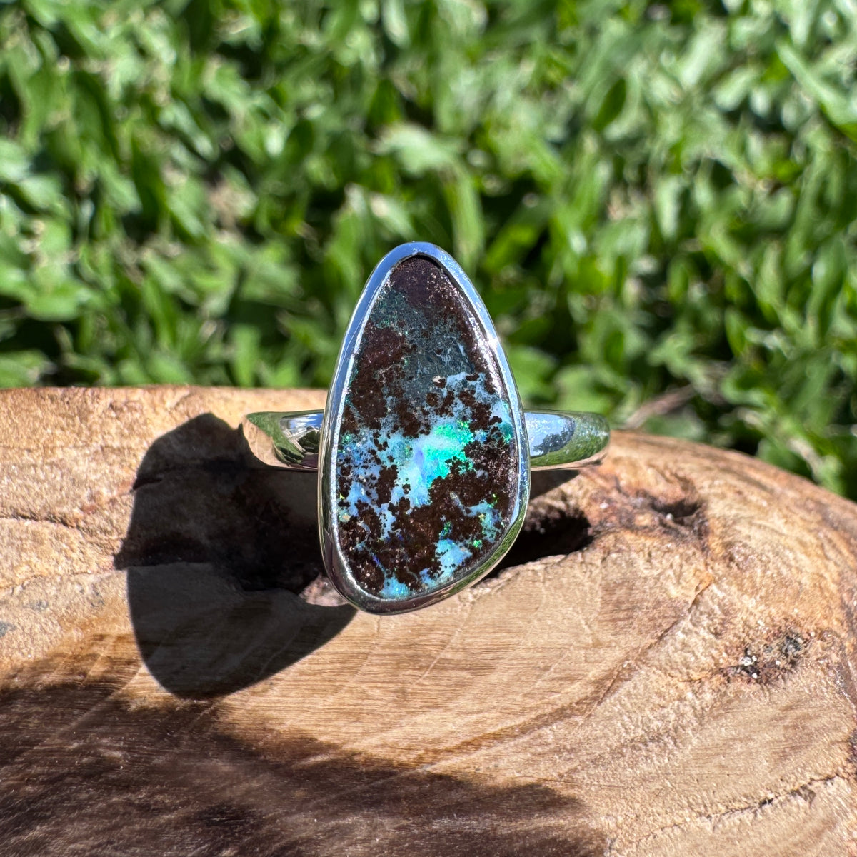 4.2ct Queensland Opal Ring ~ 'Lord Howe Greens' | 925 Sterling Silver | Solid Australian Opal