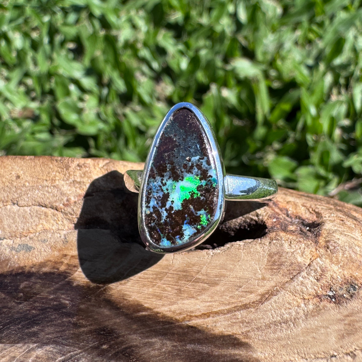 4.2ct Queensland Opal Ring ~ 'Lord Howe Greens' | 925 Sterling Silver | Solid Australian Opal