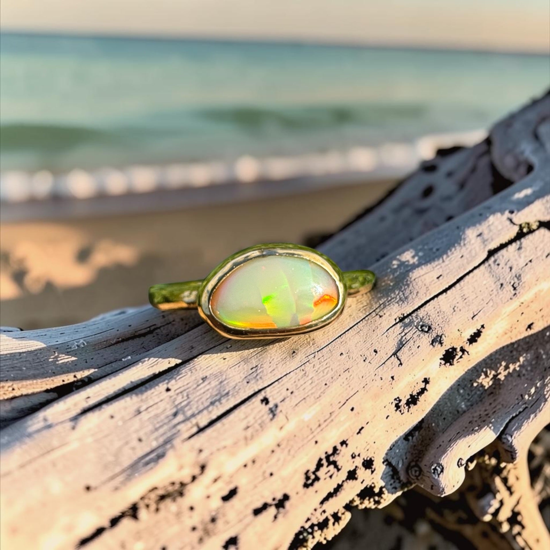 1ct Lightning Ridge Opal Ring ~ 'Kings Canyon Blaze' | 9ct Yellow Gold | Solid Australian Opal
