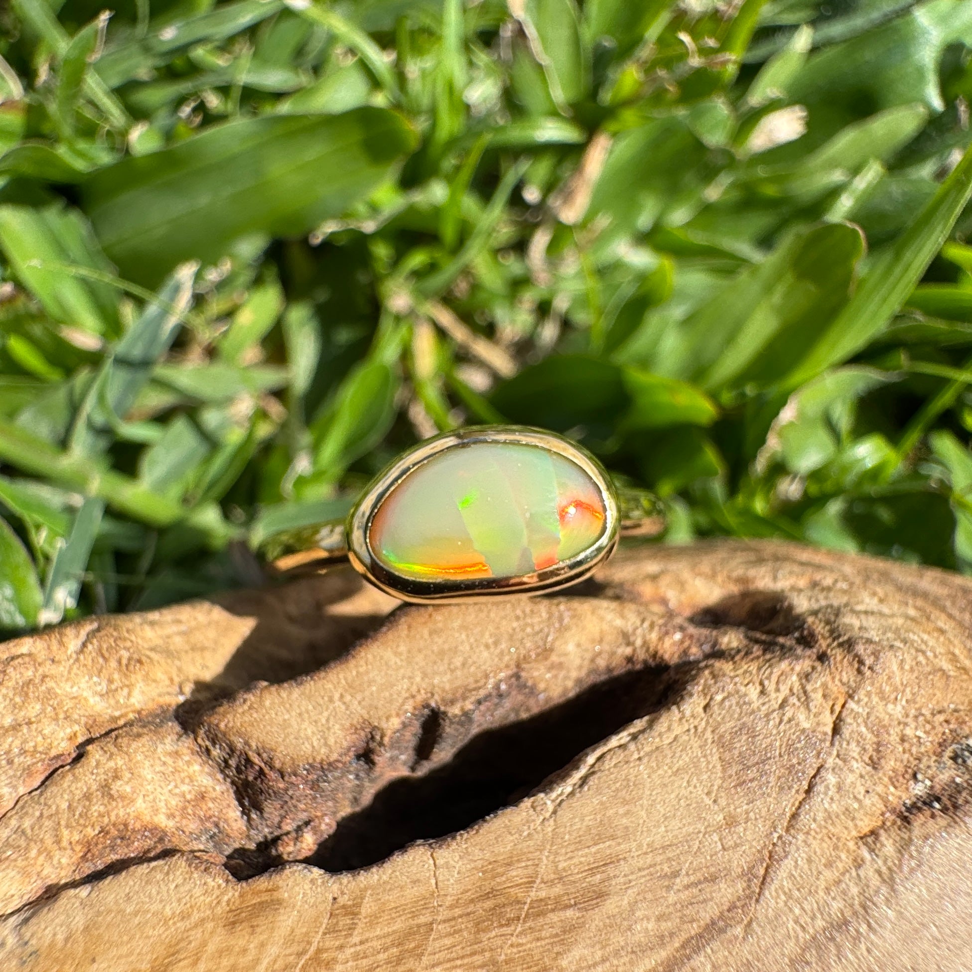 1ct Lightning Ridge Opal Ring ~ 'Kings Canyon Blaze' | 9ct Yellow Gold | Solid Australian Opal