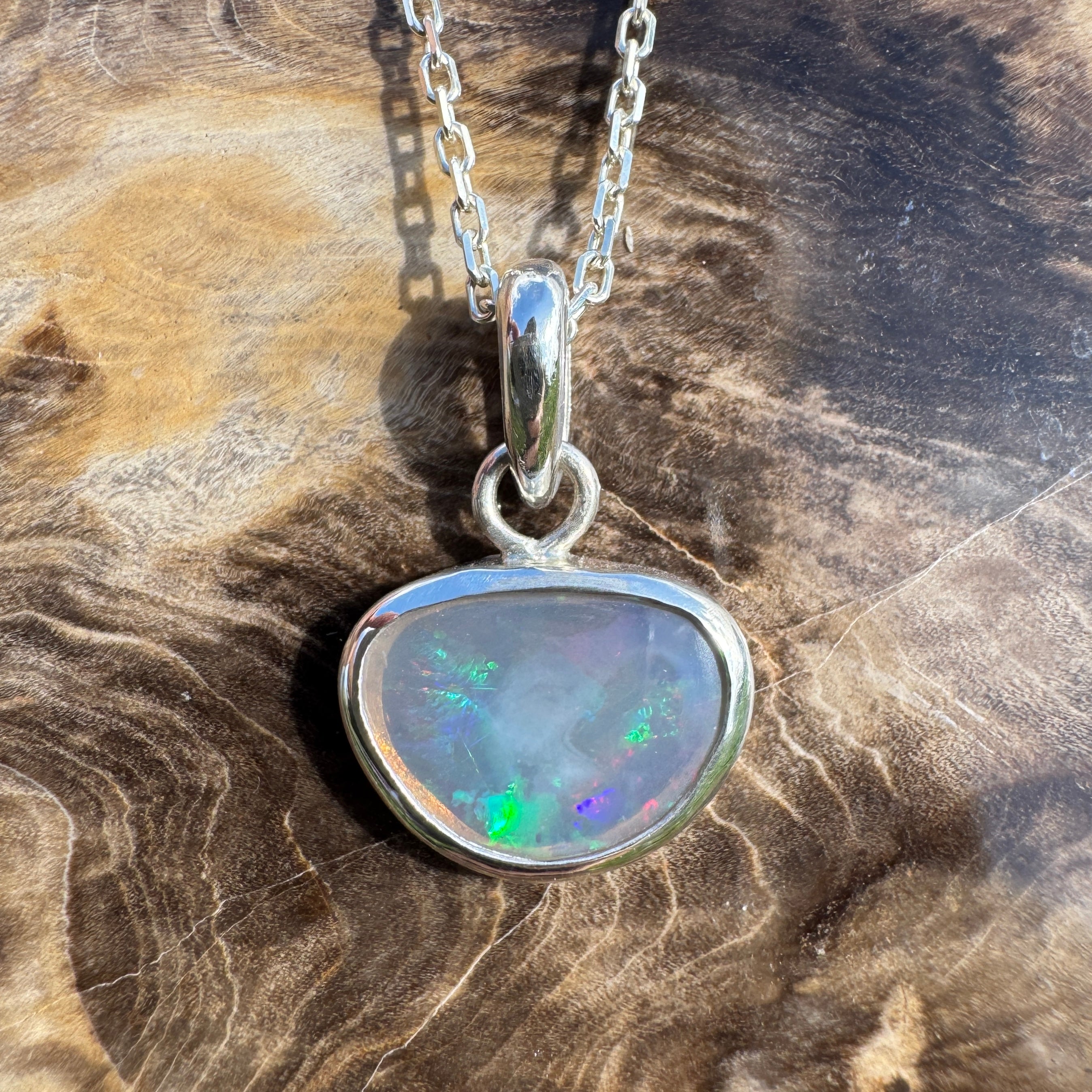1.1ct Lightning Ridge Opal Pendant Necklace ~ 'Bungle Firelight' | 925 Sterling Silver | Solid Australian Opal