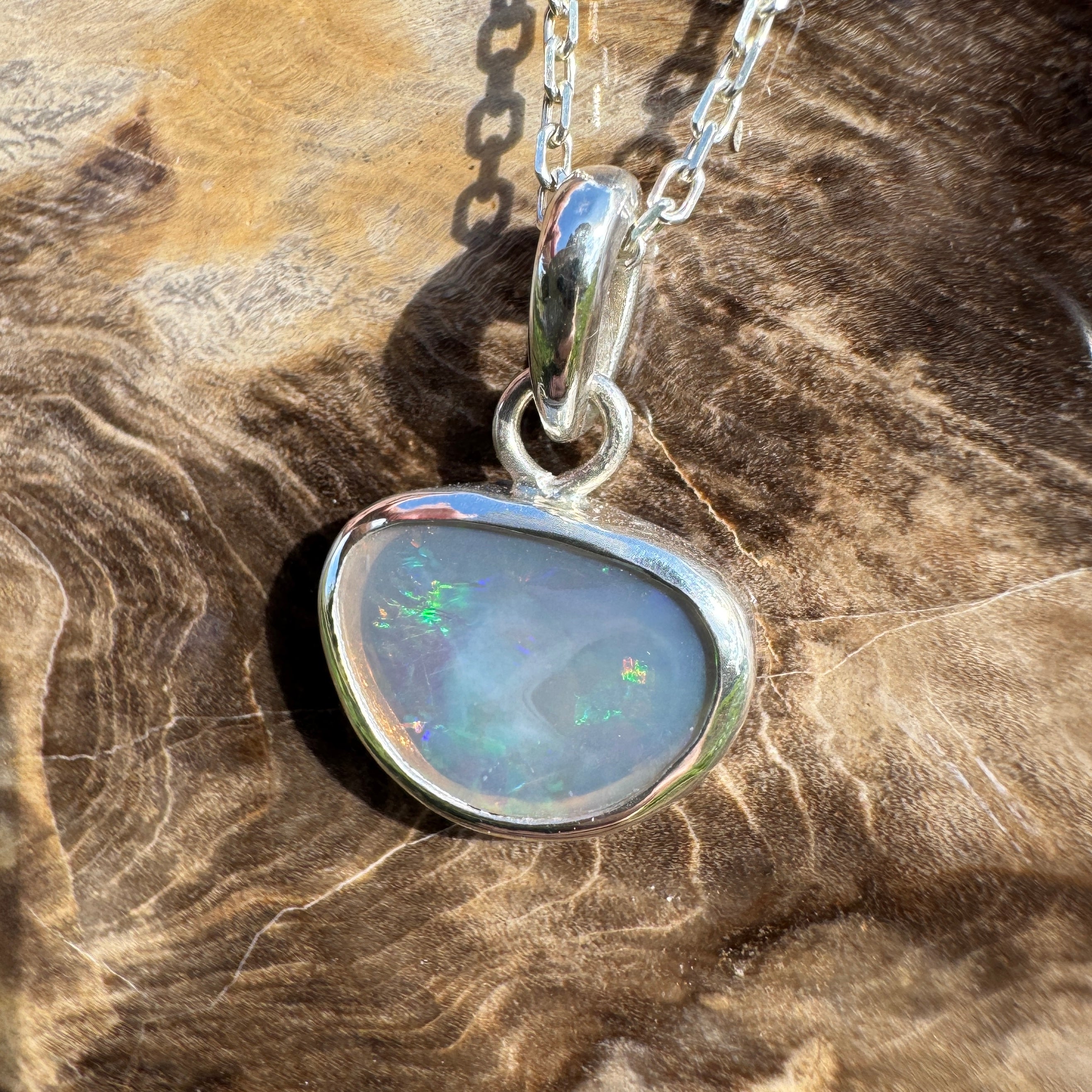 1.1ct Lightning Ridge Opal Pendant Necklace ~ 'Bungle Firelight' | 925 Sterling Silver | Solid Australian Opal