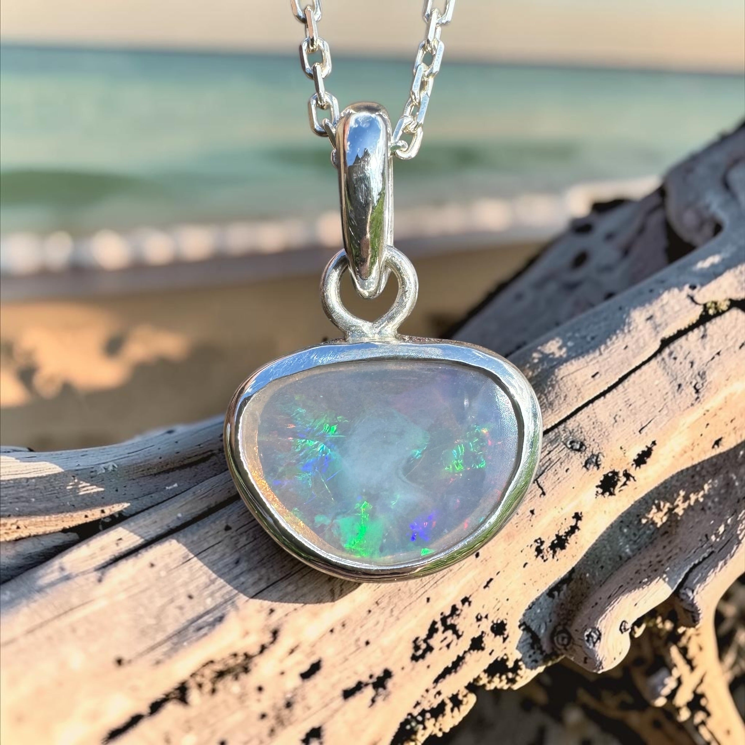 1.1ct Lightning Ridge Opal Pendant Necklace ~ 'Bungle Firelight' | 925 Sterling Silver | Solid Australian Opal