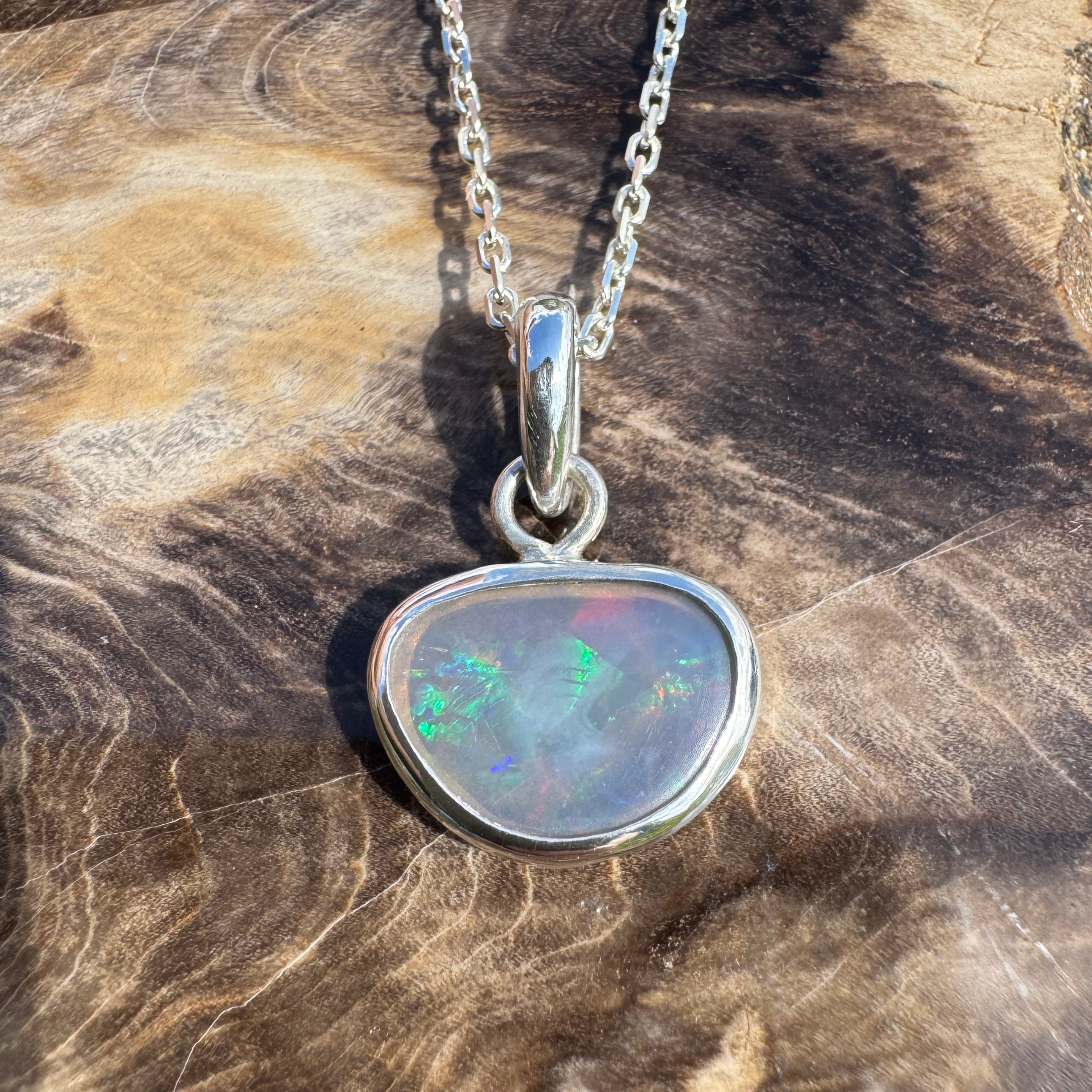 1.1ct Lightning Ridge Opal Pendant Necklace ~ 'Bungle Firelight' | 925 Sterling Silver | Solid Australian Opal