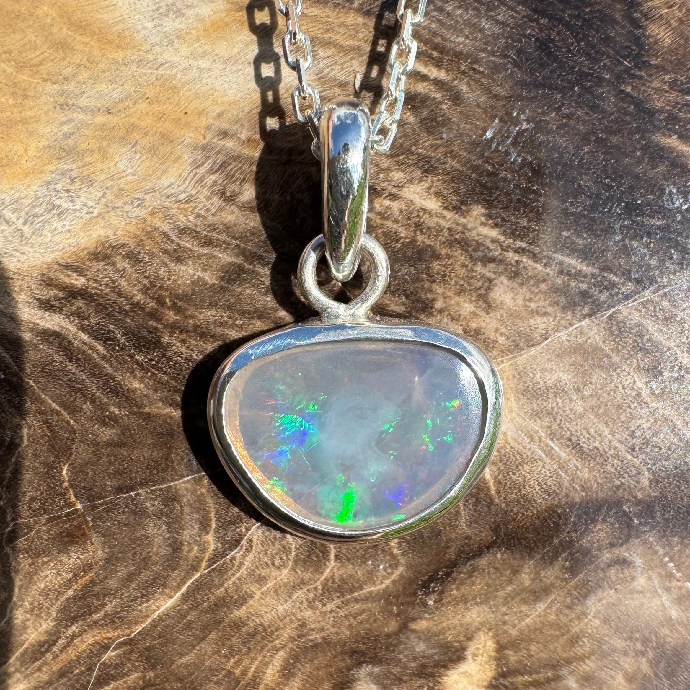 1.1ct Lightning Ridge Opal Pendant Necklace ~ 'Bungle Firelight' | 925 Sterling Silver | Solid Australian Opal