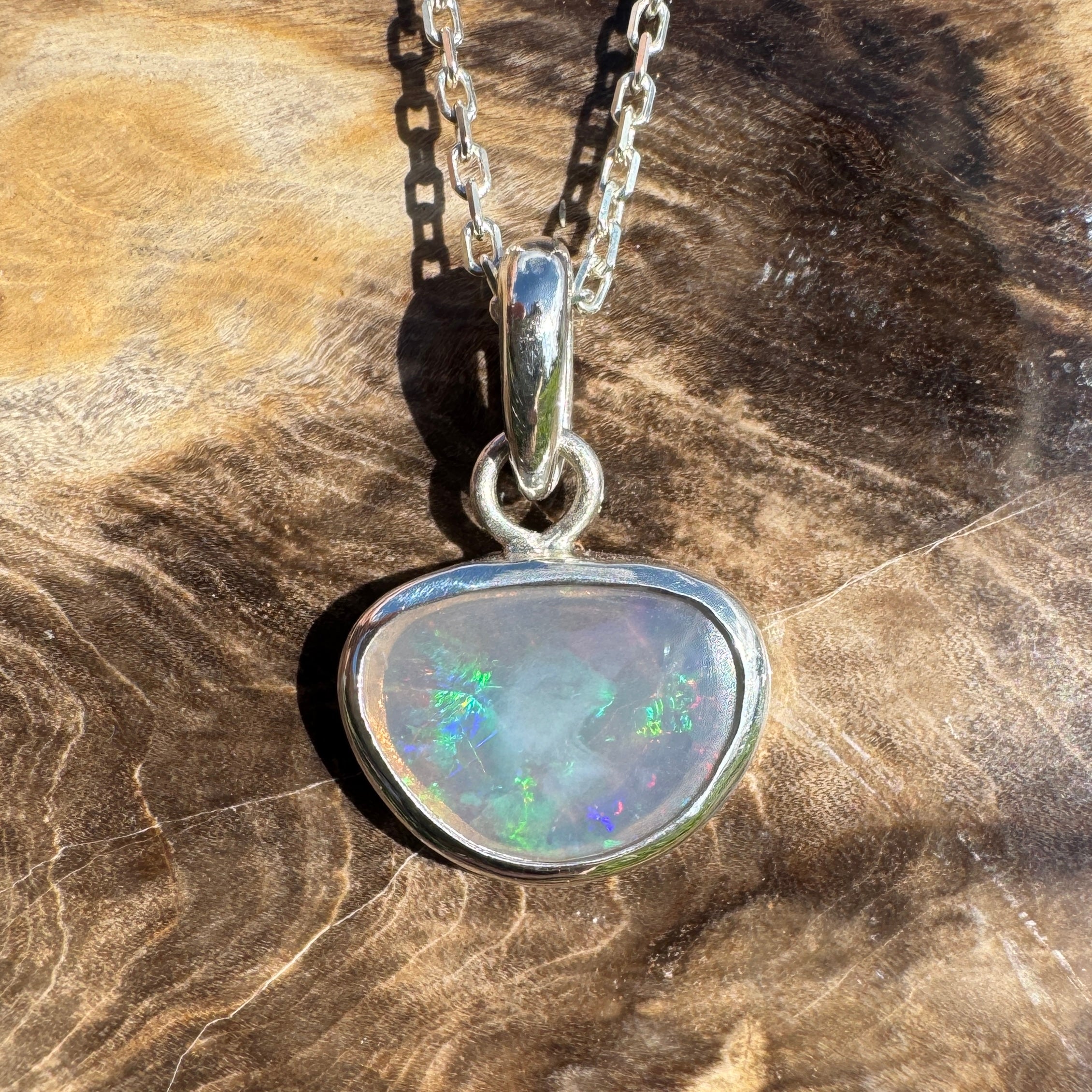 1.1ct Lightning Ridge Opal Pendant Necklace ~ 'Bungle Firelight' | 925 Sterling Silver | Solid Australian Opal