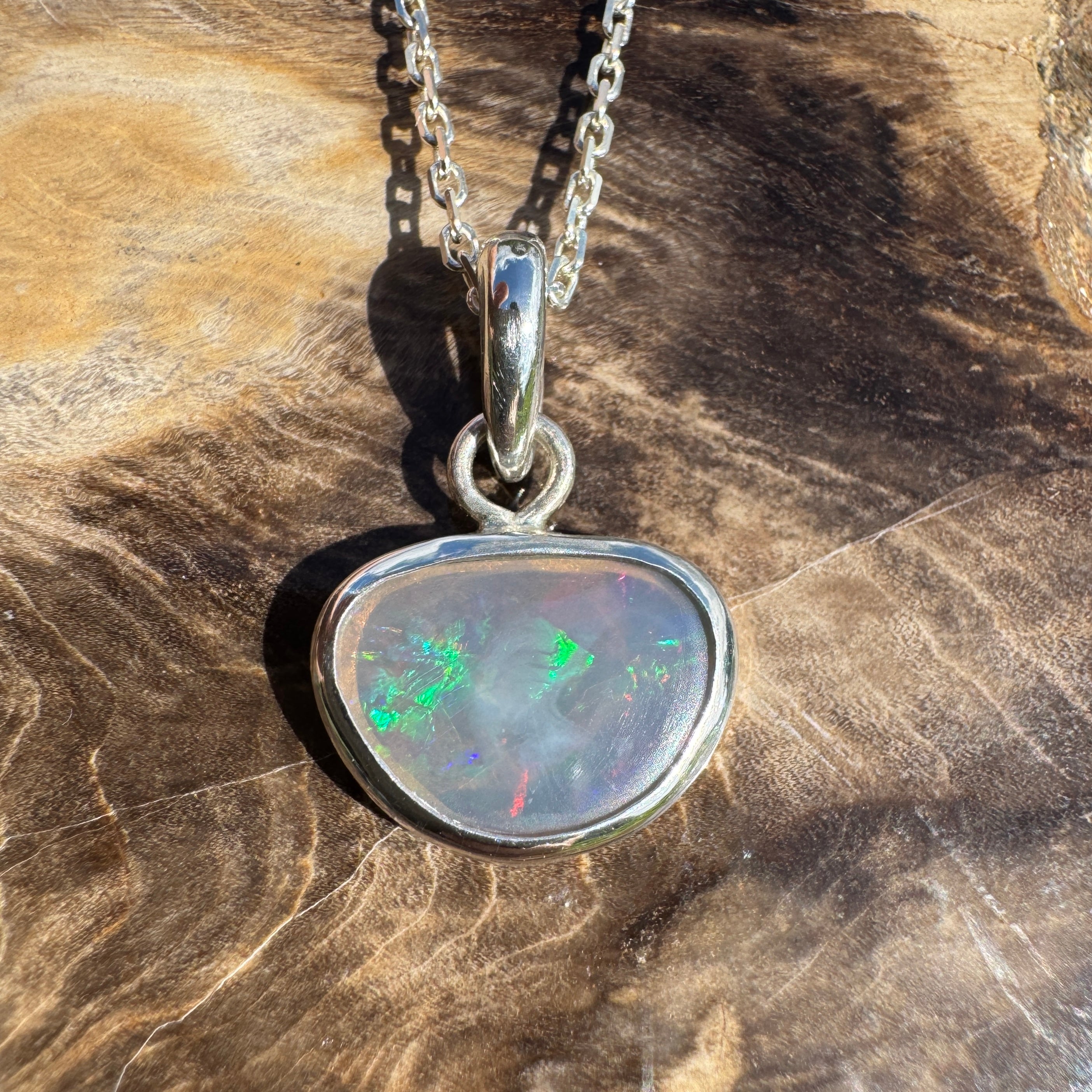 1.1ct Lightning Ridge Opal Pendant Necklace ~ 'Bungle Firelight' | 925 Sterling Silver | Solid Australian Opal