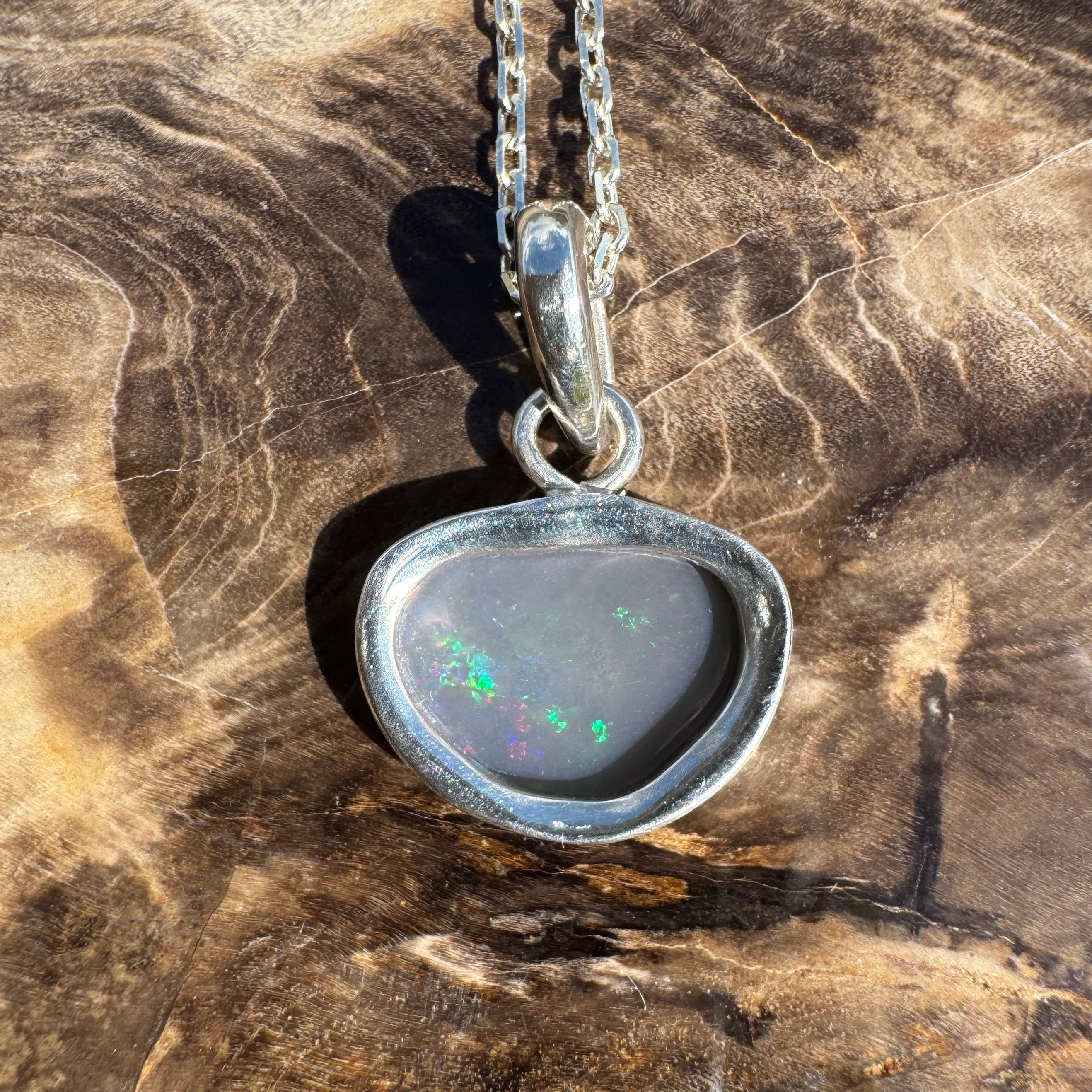 1.1ct Lightning Ridge Opal Pendant Necklace ~ 'Bungle Firelight' | 925 Sterling Silver | Solid Australian Opal