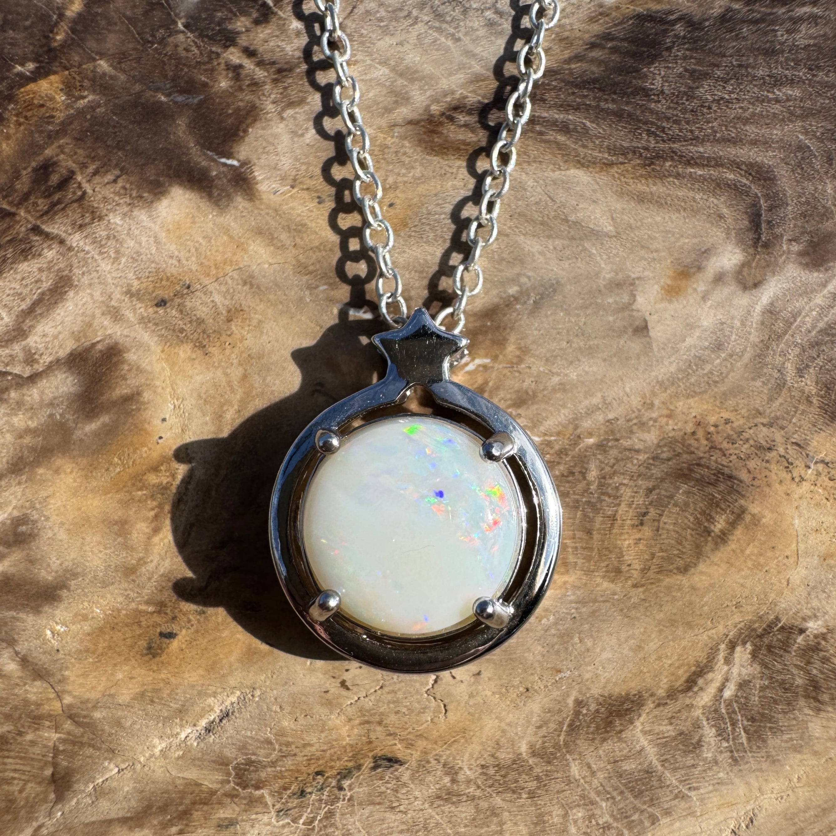 2.3ct Coober Pedy Opal Pendant Necklace ~ 'Hamelin Tide' | 925 Sterling Silver | Solid Australian Opal