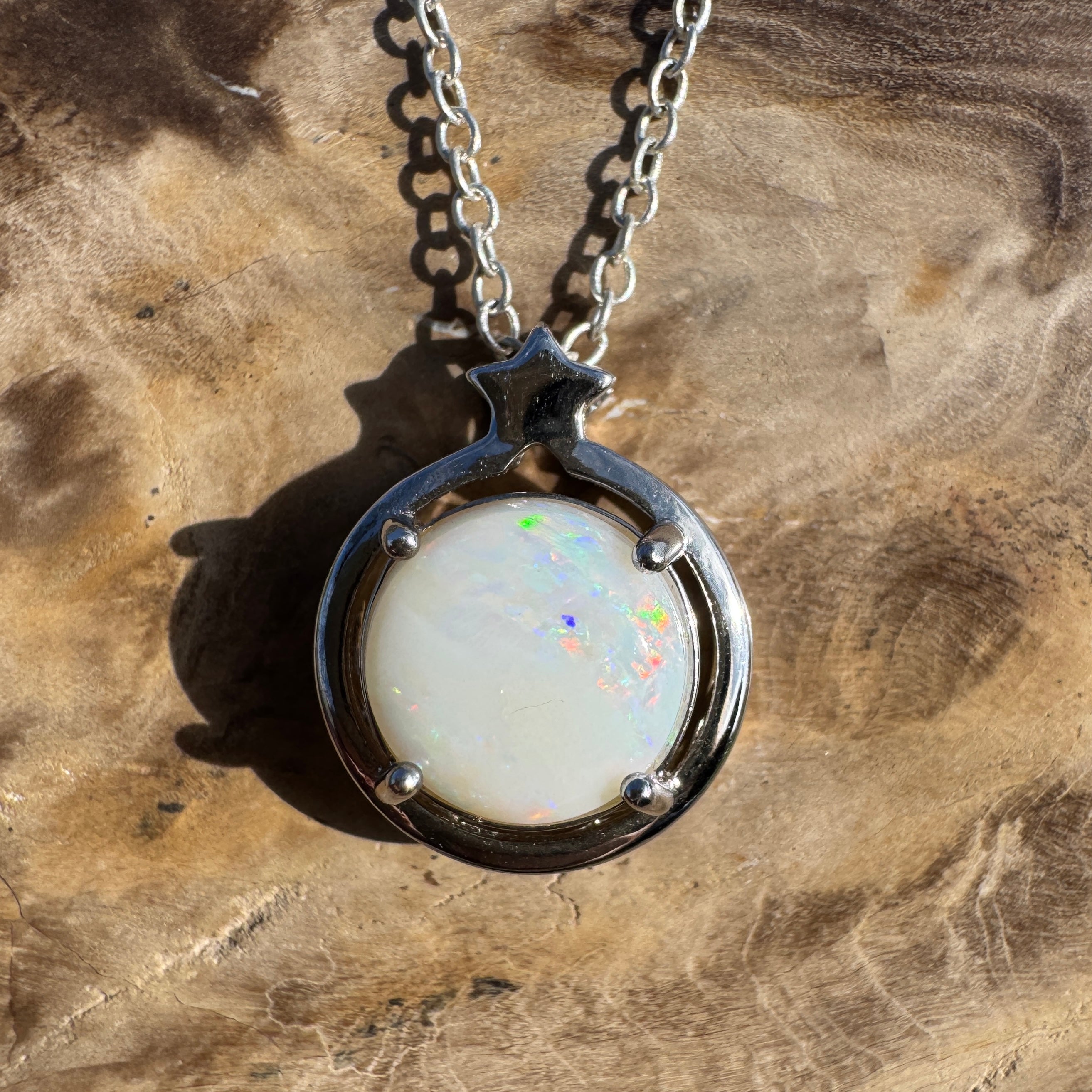 2.3ct Coober Pedy Opal Pendant Necklace ~ 'Hamelin Tide' | 925 Sterling Silver | Solid Australian Opal