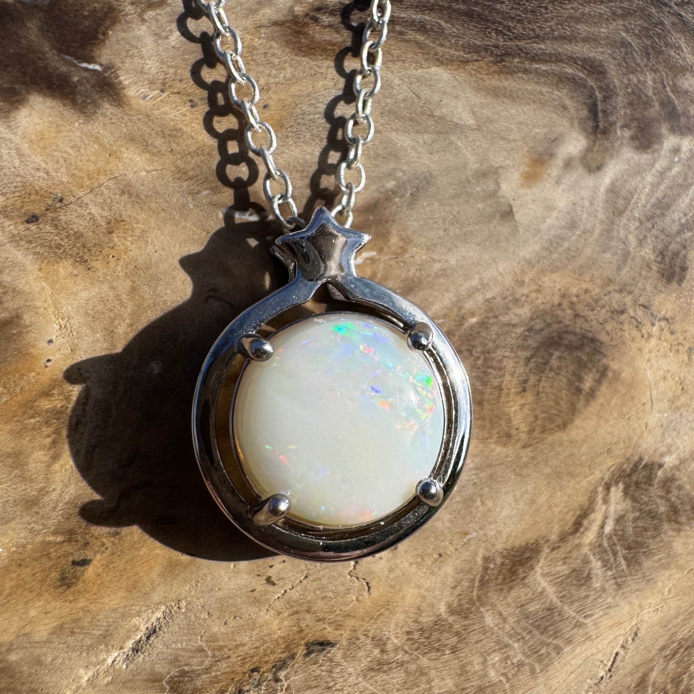 2.3ct Coober Pedy Opal Pendant Necklace ~ 'Hamelin Tide' | 925 Sterling Silver | Solid Australian Opal