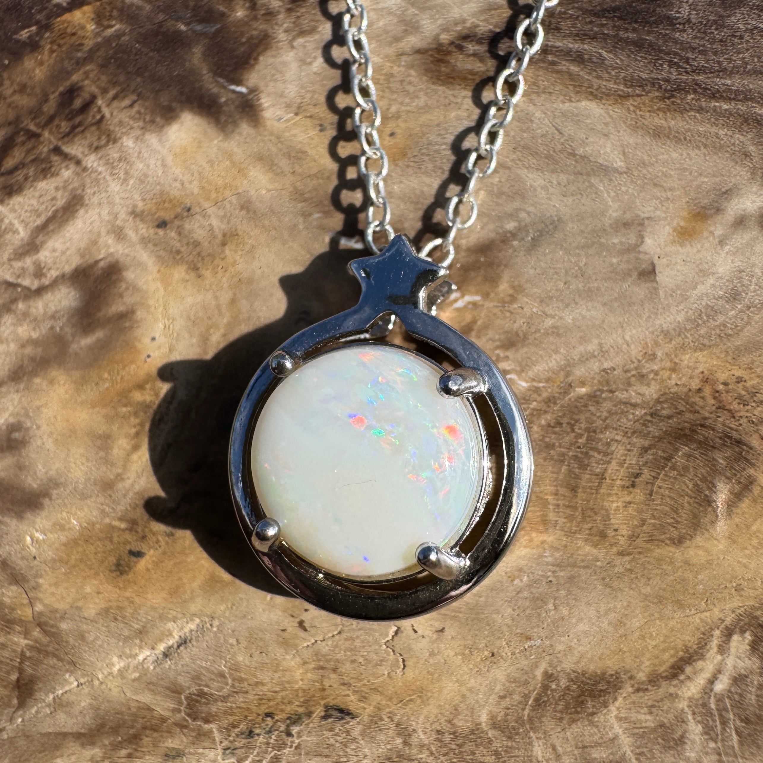 2.3ct Coober Pedy Opal Pendant Necklace ~ 'Hamelin Tide' | 925 Sterling Silver | Solid Australian Opal