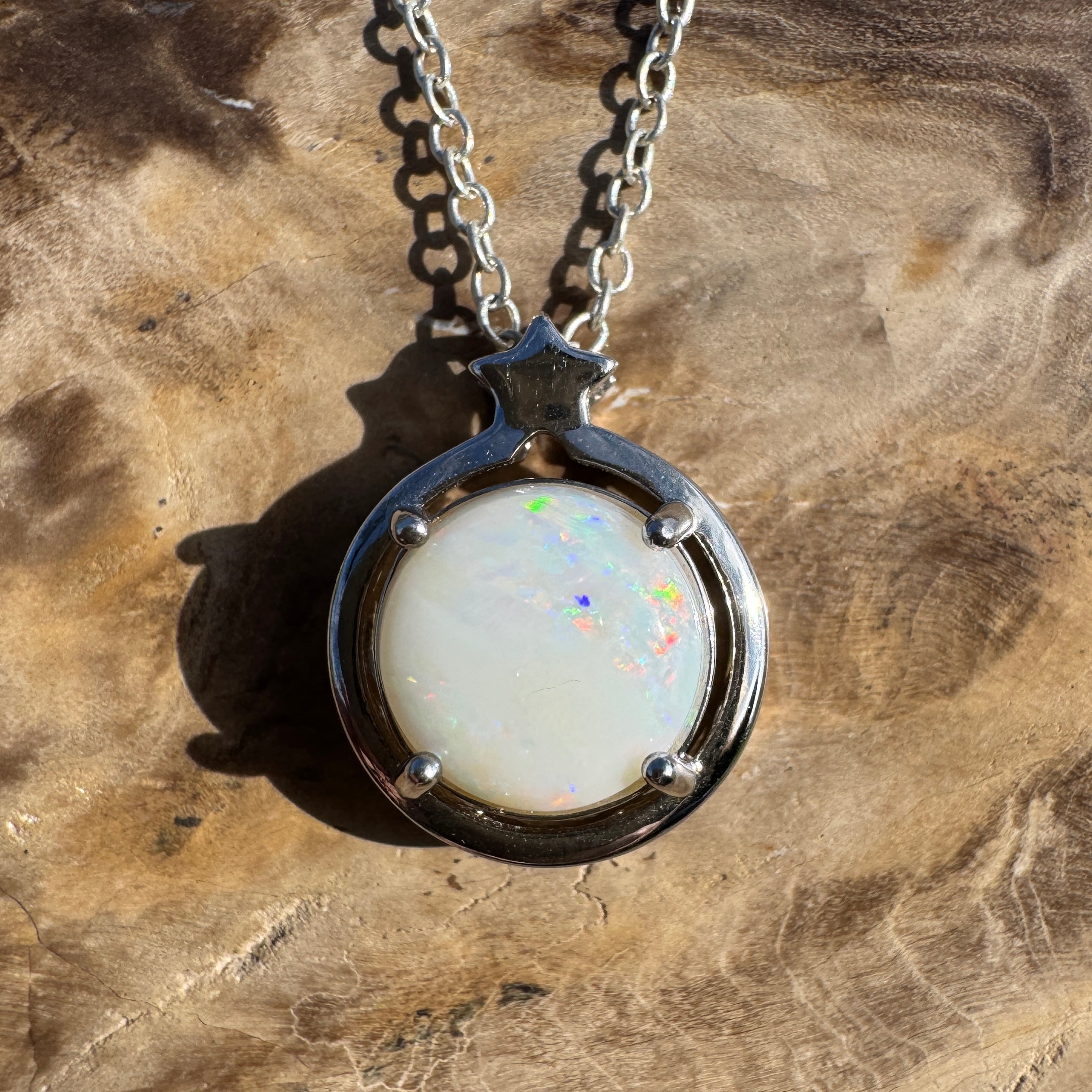 2.3ct Coober Pedy Opal Pendant Necklace ~ 'Hamelin Tide' | 925 Sterling Silver | Solid Australian Opal
