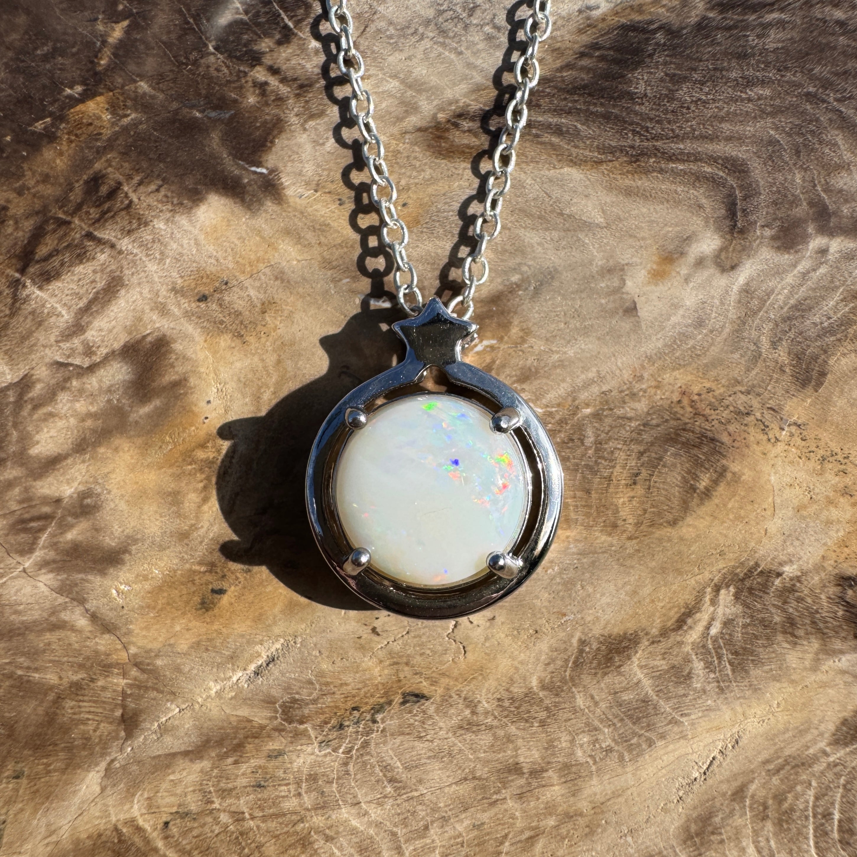 2.3ct Coober Pedy Opal Pendant Necklace ~ 'Hamelin Tide' | 925 Sterling Silver | Solid Australian Opal