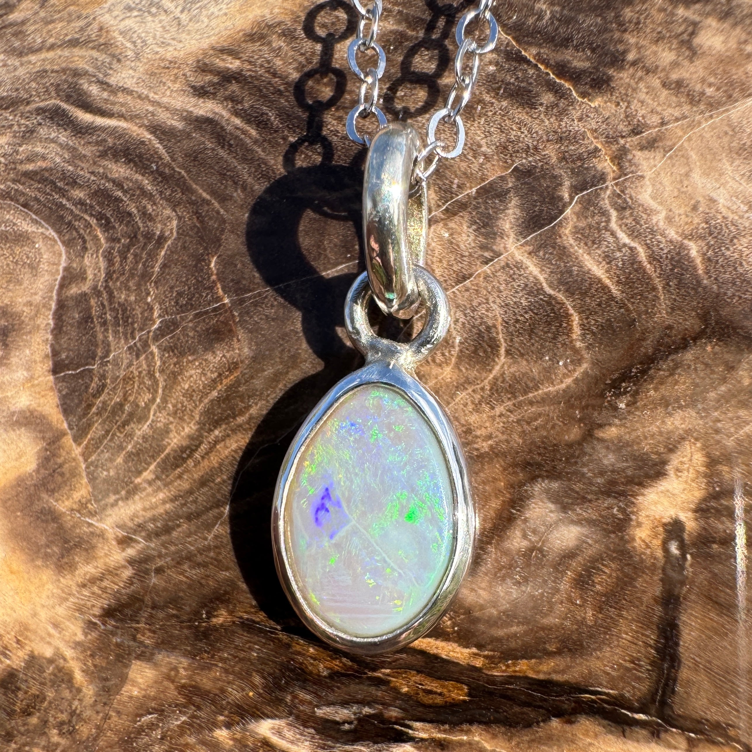 1.4ct Coober Pedy Opal Pendant Necklace ~ 'Katherine Deepwater' | 925 Sterling Silver | Solid Australian Opal