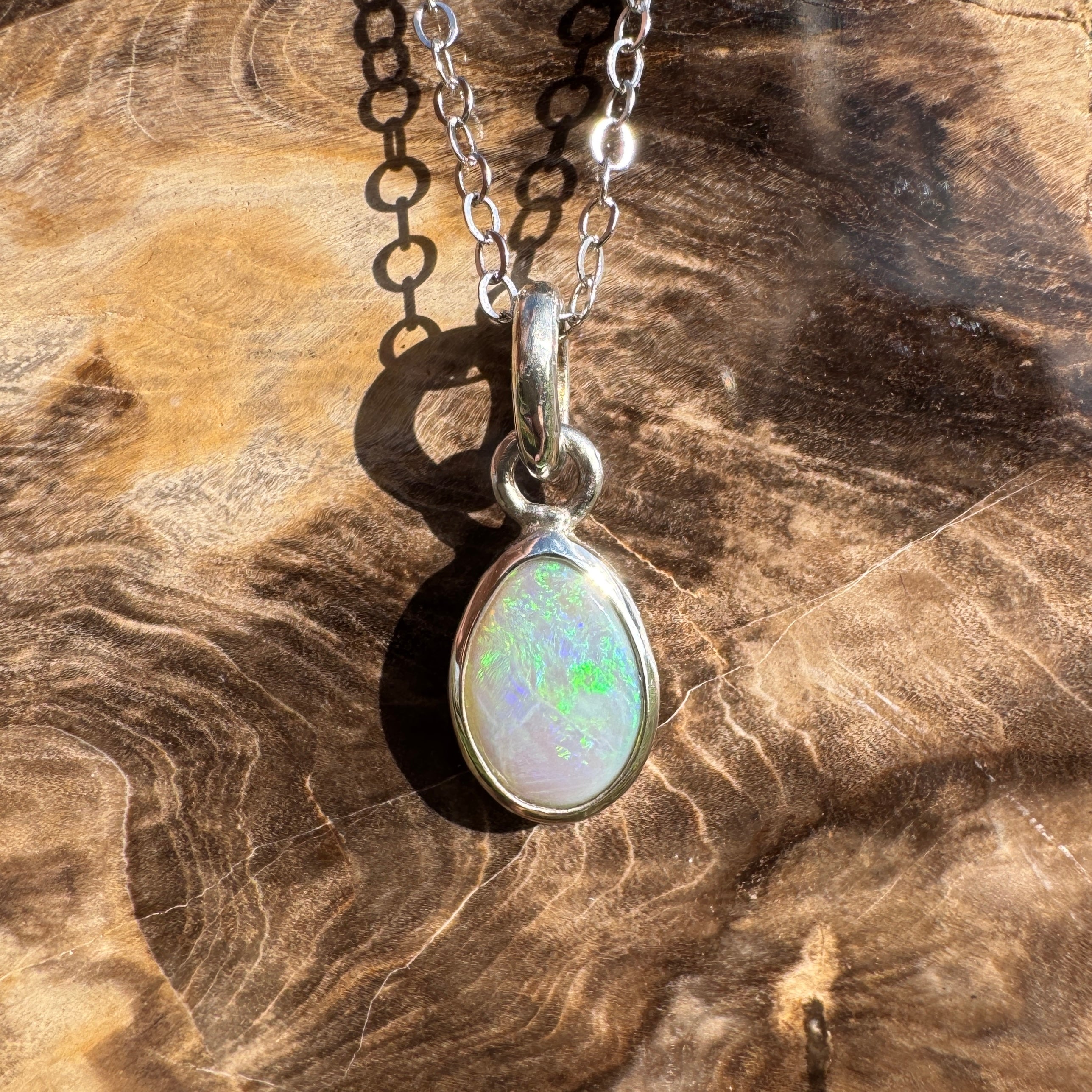 1.4ct Coober Pedy Opal Pendant Necklace ~ 'Katherine Deepwater' | 925 Sterling Silver | Solid Australian Opal