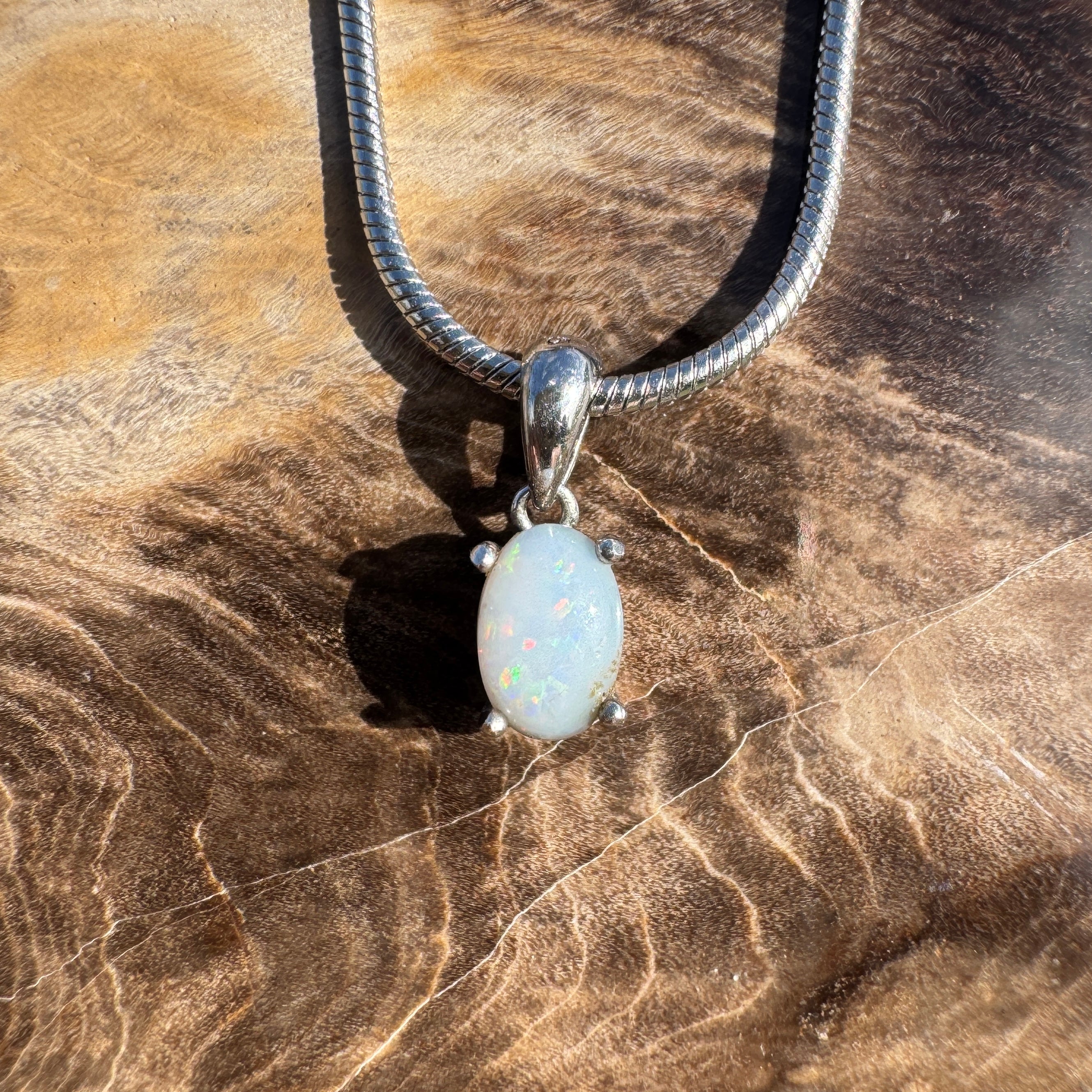 0.4ct Coober Pedy Opal Pendant Necklace ~ 'Karlu Karlu Night' | 925 Sterling Silver | Solid Australian Opal