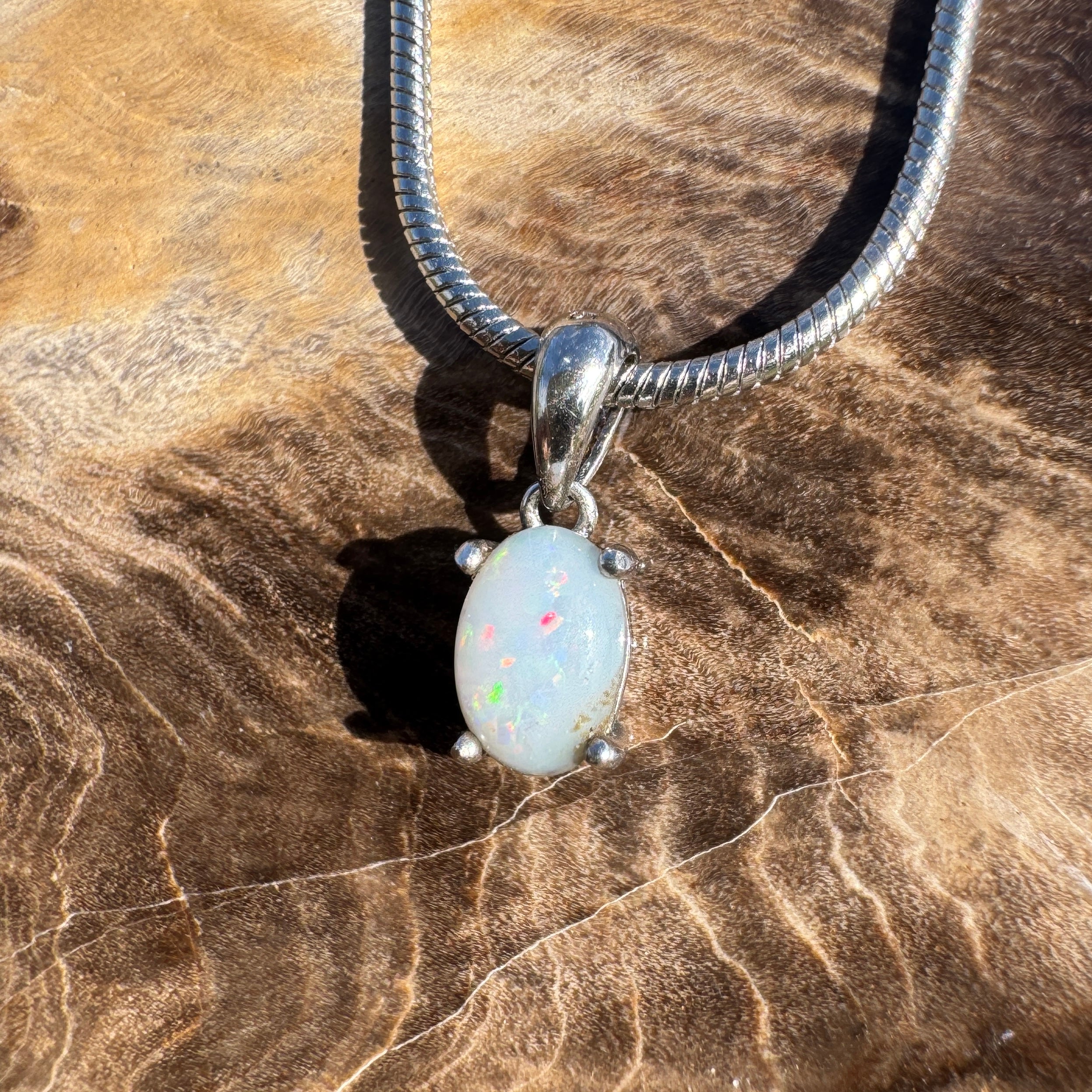 0.4ct Coober Pedy Opal Pendant Necklace ~ 'Karlu Karlu Night' | 925 Sterling Silver | Solid Australian Opal