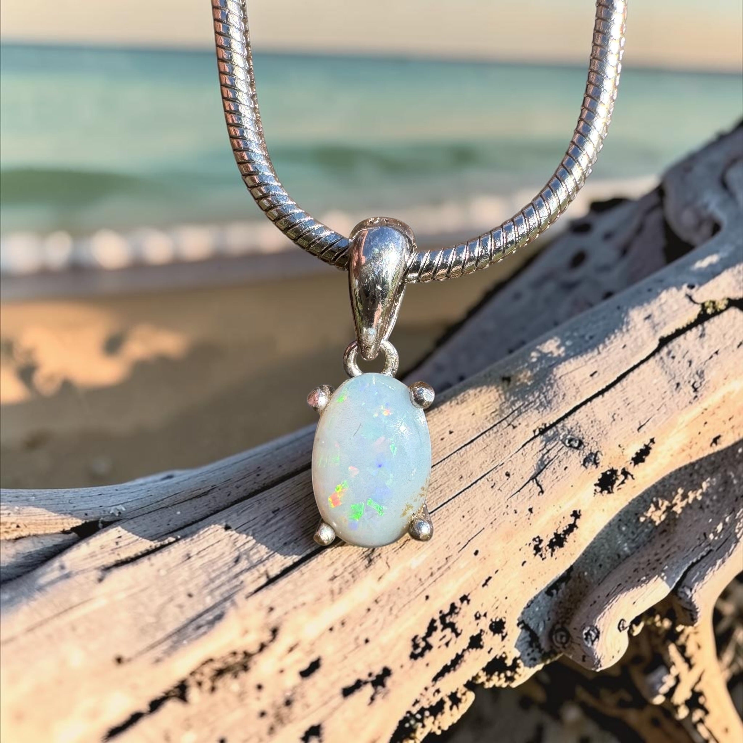 0.4ct Coober Pedy Opal Pendant Necklace ~ 'Karlu Karlu Night' | 925 Sterling Silver | Solid Australian Opal
