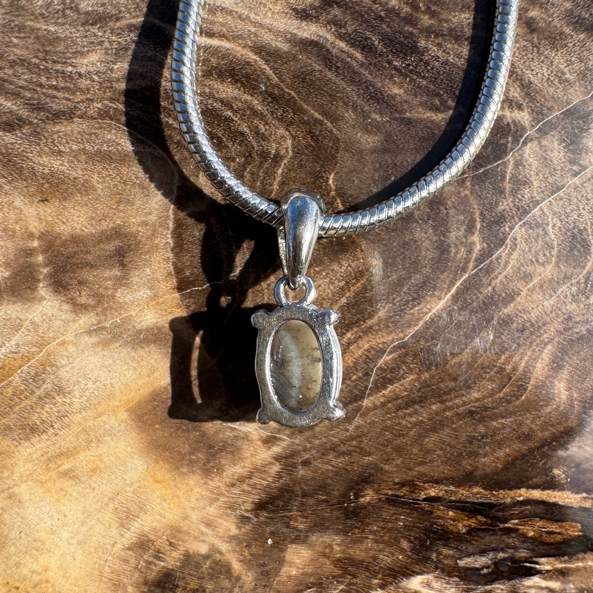 0.4ct Coober Pedy Opal Pendant Necklace ~ 'Karlu Karlu Night' | 925 Sterling Silver | Solid Australian Opal