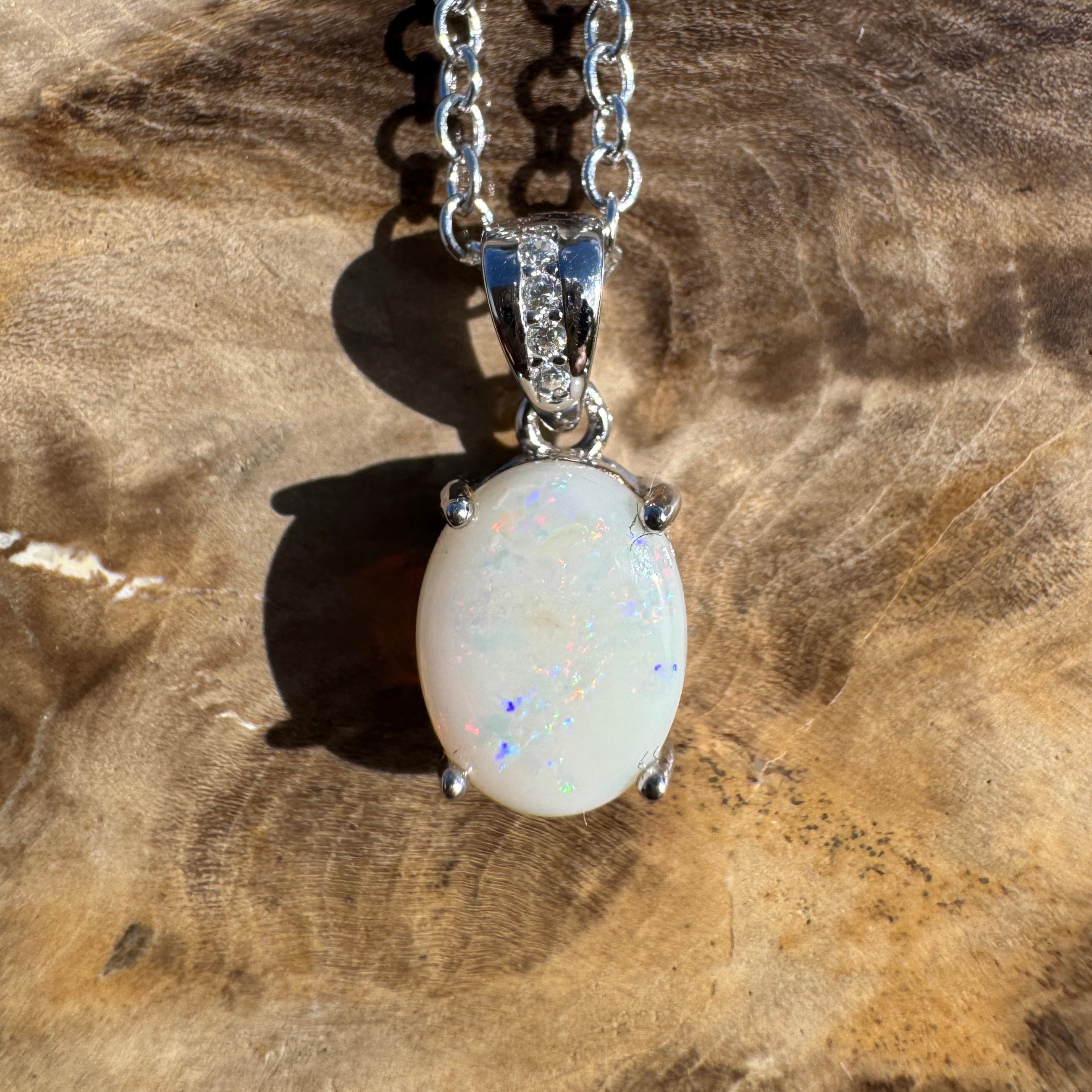 1.2ct Coober Pedy Opal Pendant Necklace ~ 'Jenolan Echo' | 925 Sterling Silver | Solid Australian Opal