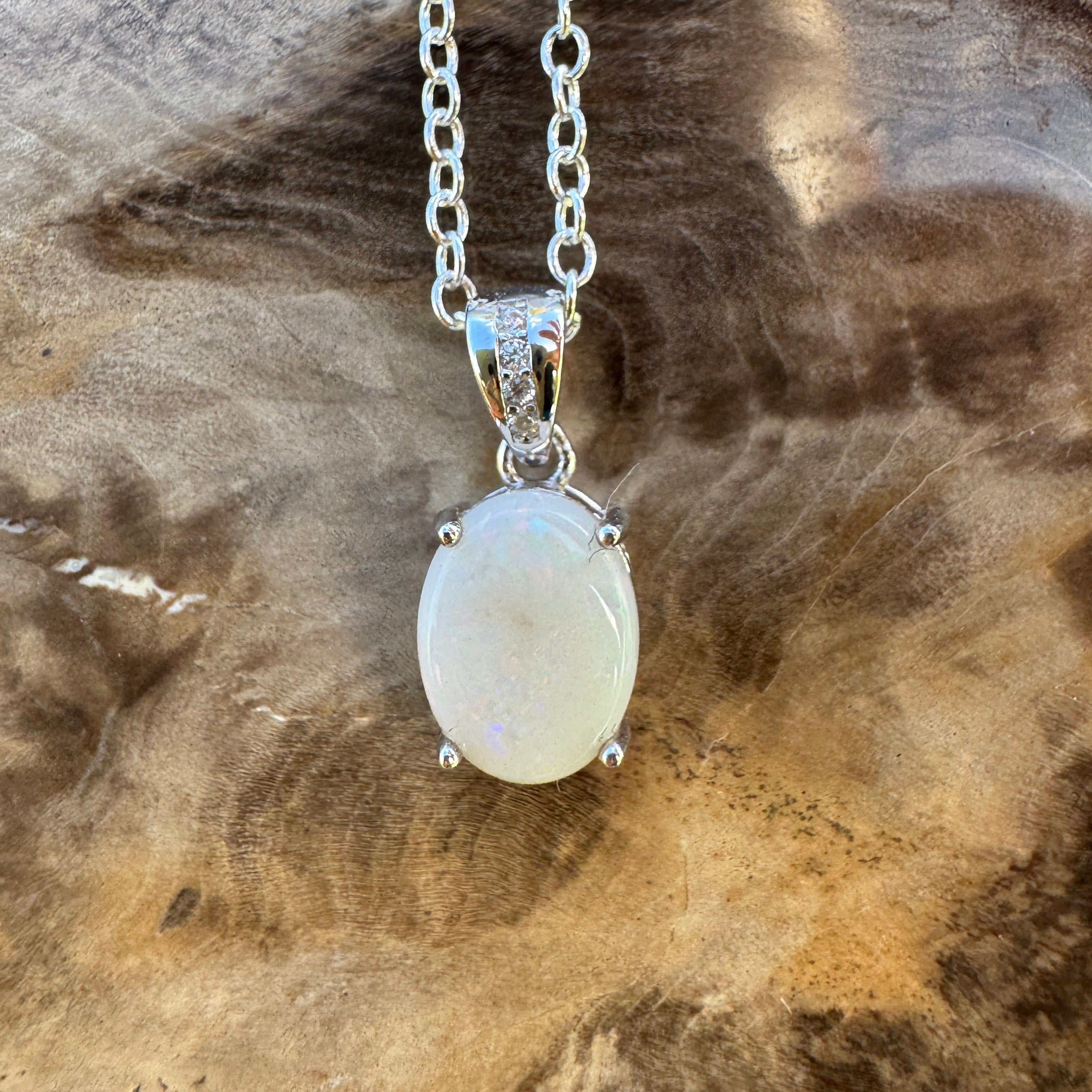 1.2ct Coober Pedy Opal Pendant Necklace ~ 'Jenolan Echo' | 925 Sterling Silver | Solid Australian Opal