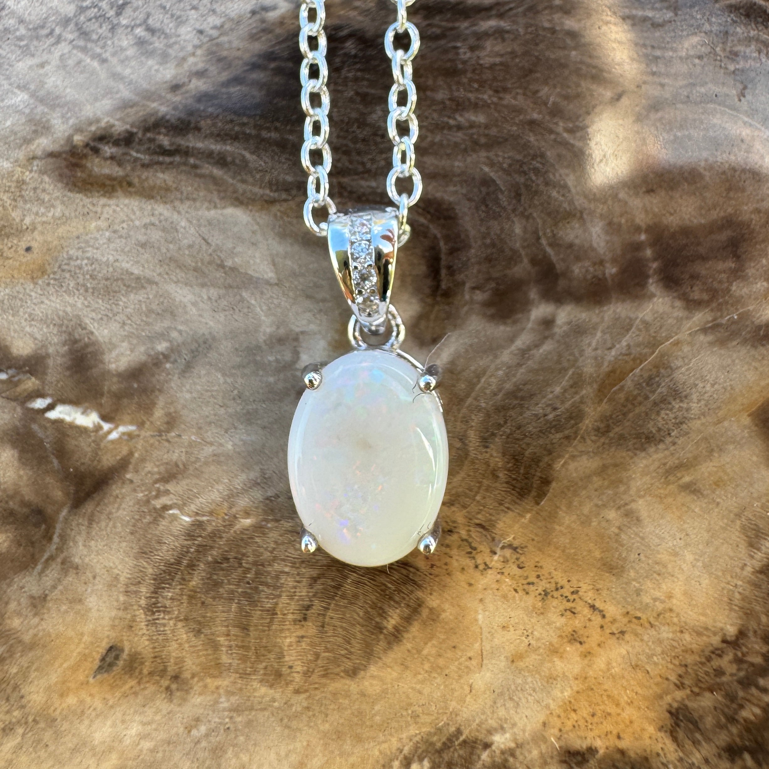 1.2ct Coober Pedy Opal Pendant Necklace ~ 'Jenolan Echo' | 925 Sterling Silver | Solid Australian Opal