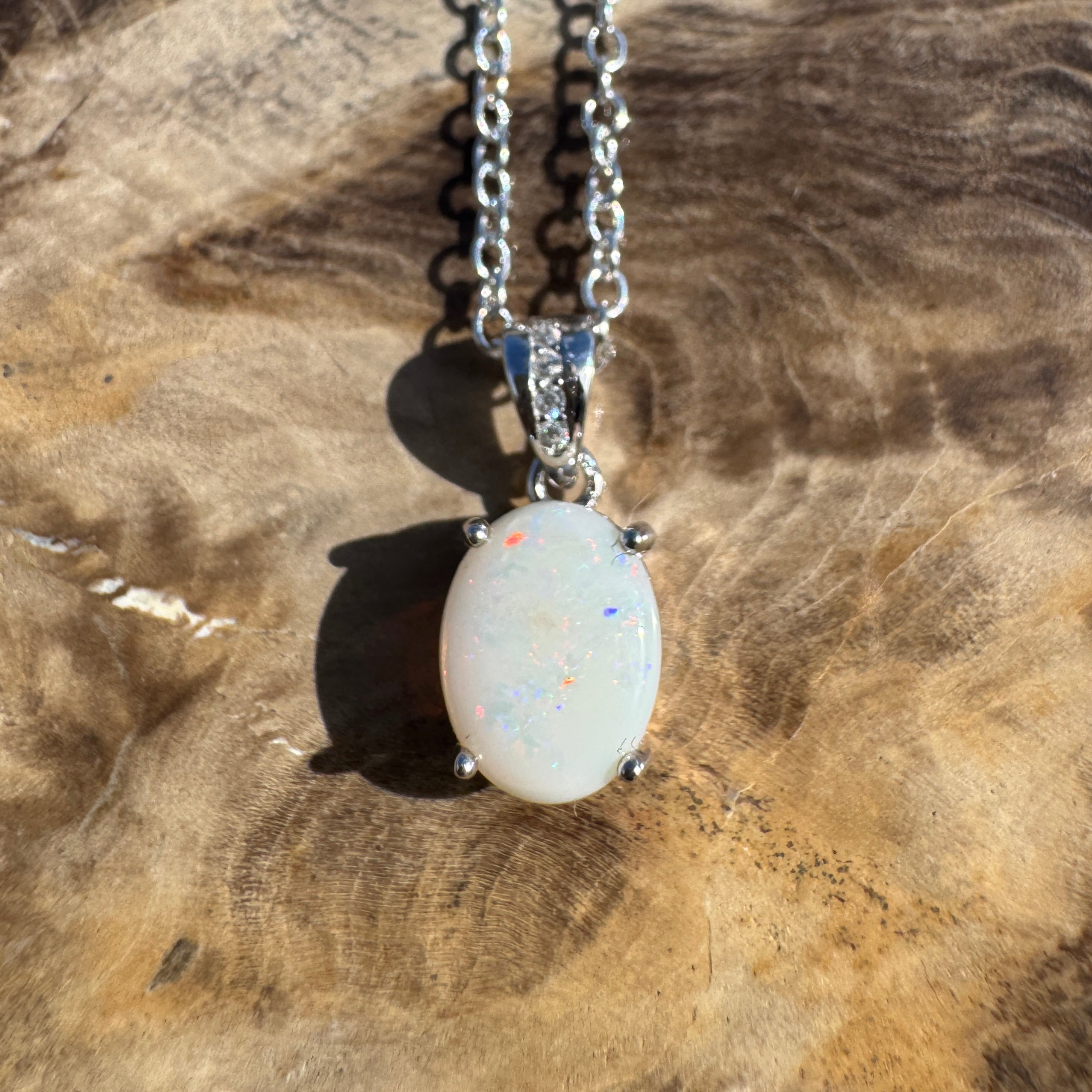 1.2ct Coober Pedy Opal Pendant Necklace ~ 'Jenolan Echo' | 925 Sterling Silver | Solid Australian Opal